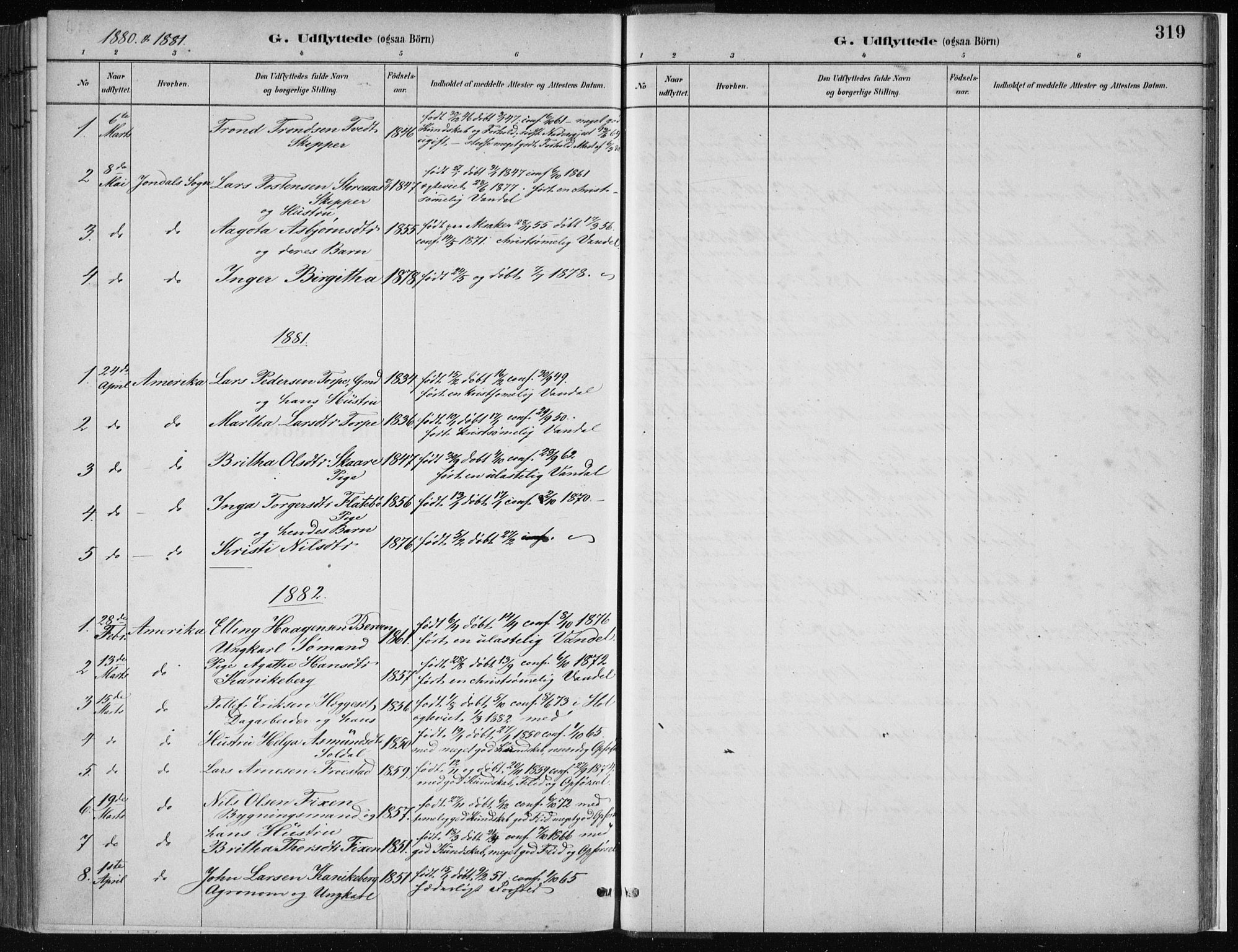 Kvam sokneprestembete, AV/SAB-A-76201/H/Haa: Parish register (official) no. C  1, 1880-1906, p. 319