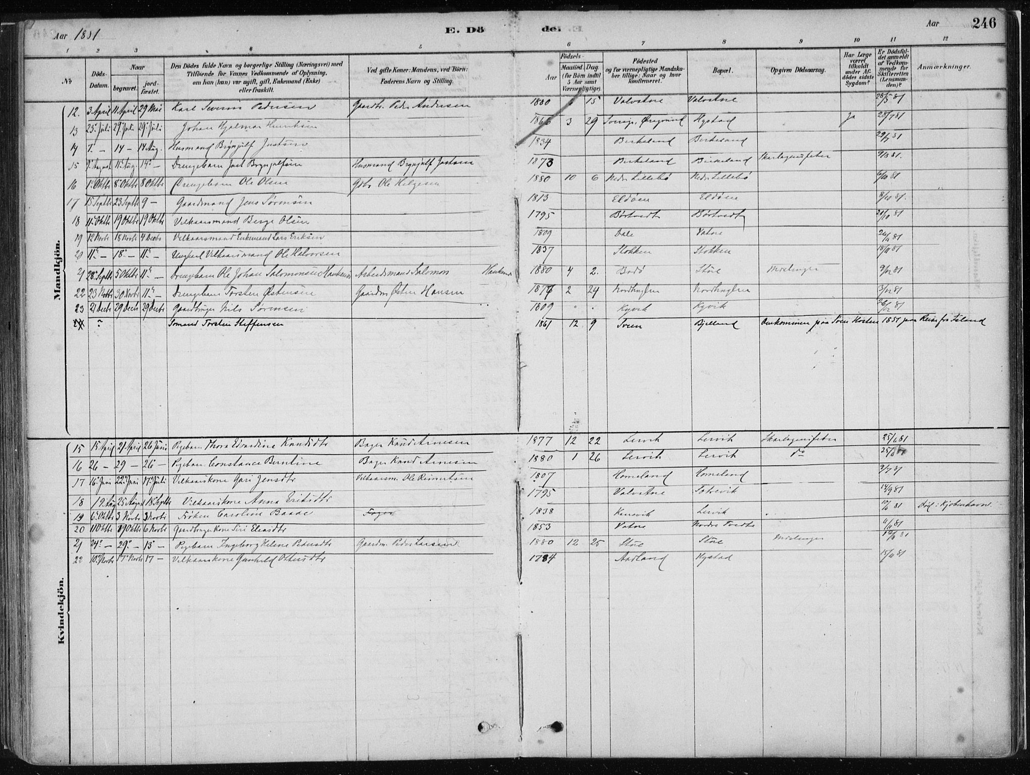 Stord sokneprestembete, AV/SAB-A-78201/H/Haa: Parish register (official) no. B 2, 1878-1913, p. 246