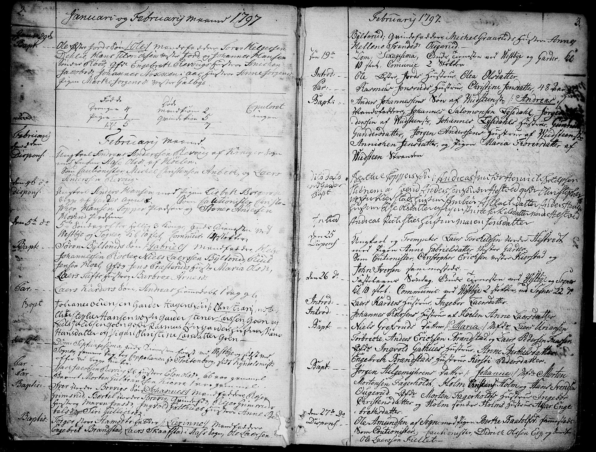 Vestby prestekontor Kirkebøker, SAO/A-10893/F/Fa/L0004: Parish register (official) no. I 4, 1797-1813, p. 2-3