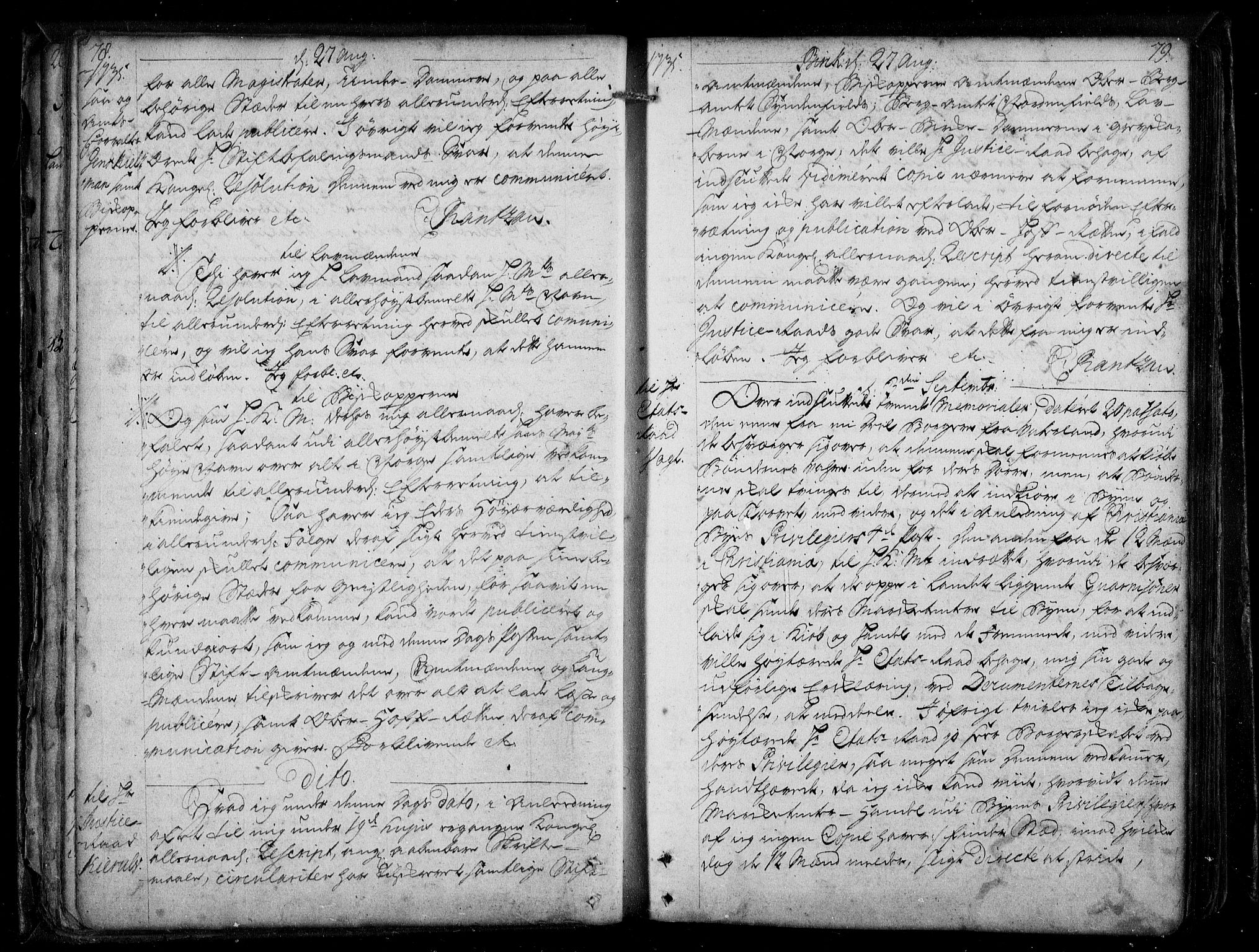 Stattholderembetet 1572-1771, AV/RA-EA-2870/Be/L0010: Allmenn kopibok, autorisert, 1735-1736, p. 78-79