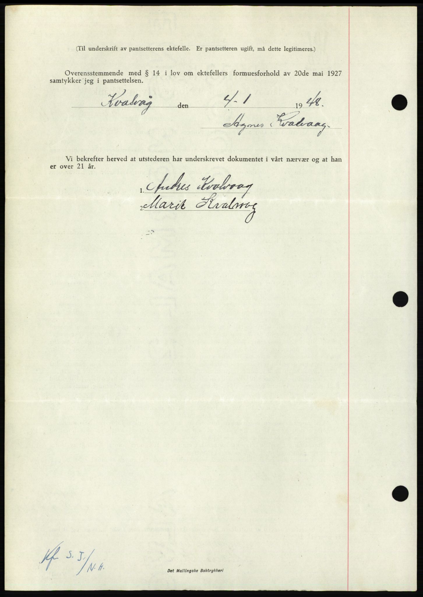 Nordmøre sorenskriveri, AV/SAT-A-4132/1/2/2Ca: Mortgage book no. B98, 1948-1948, Diary no: : 689/1948