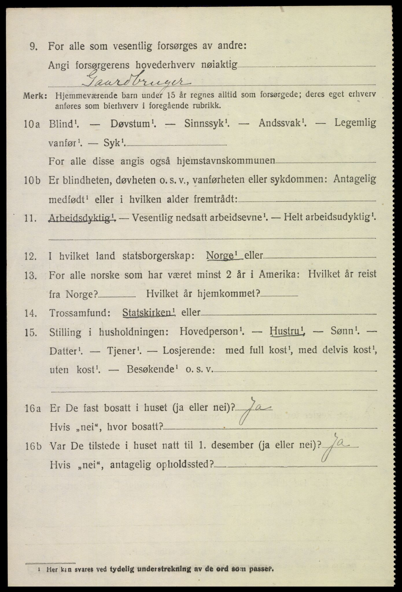 SAH, 1920 census for Vestre Toten, 1920, p. 1855