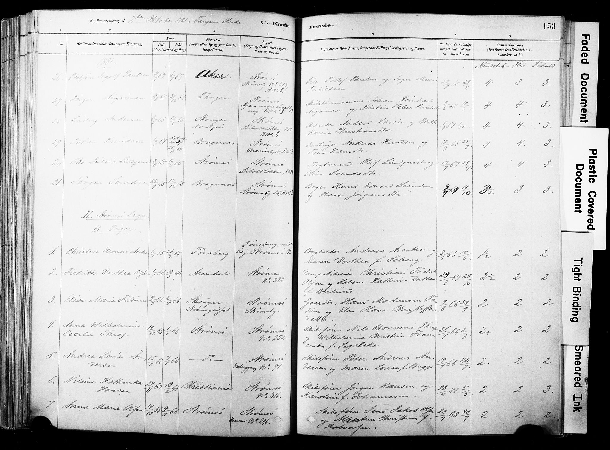 Strømsø kirkebøker, AV/SAKO-A-246/F/Fb/L0006: Parish register (official) no. II 6, 1879-1910, p. 153