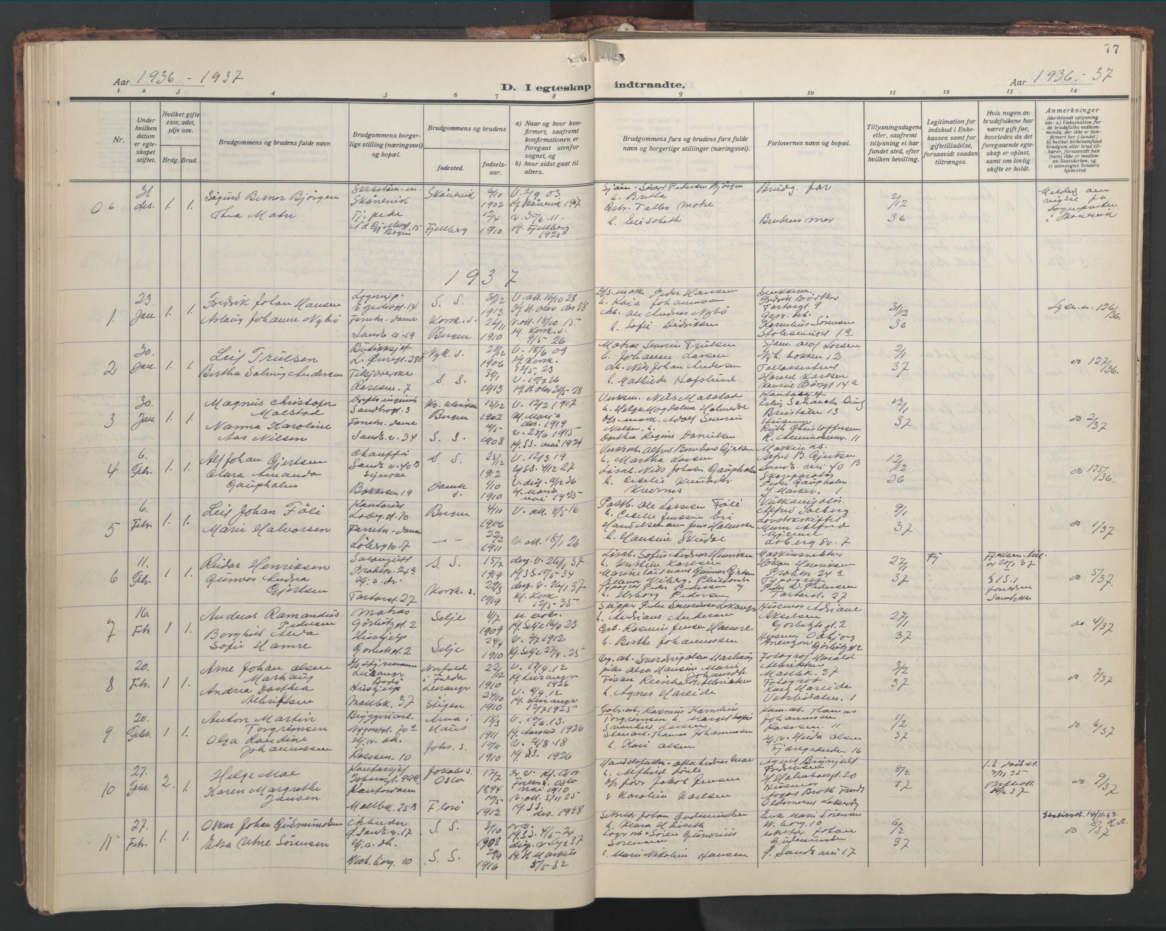 Sandviken Sokneprestembete, SAB/A-77601/H/Hb/L0015: Parish register (copy) no. D 2, 1929-1953, p. 76b-77a