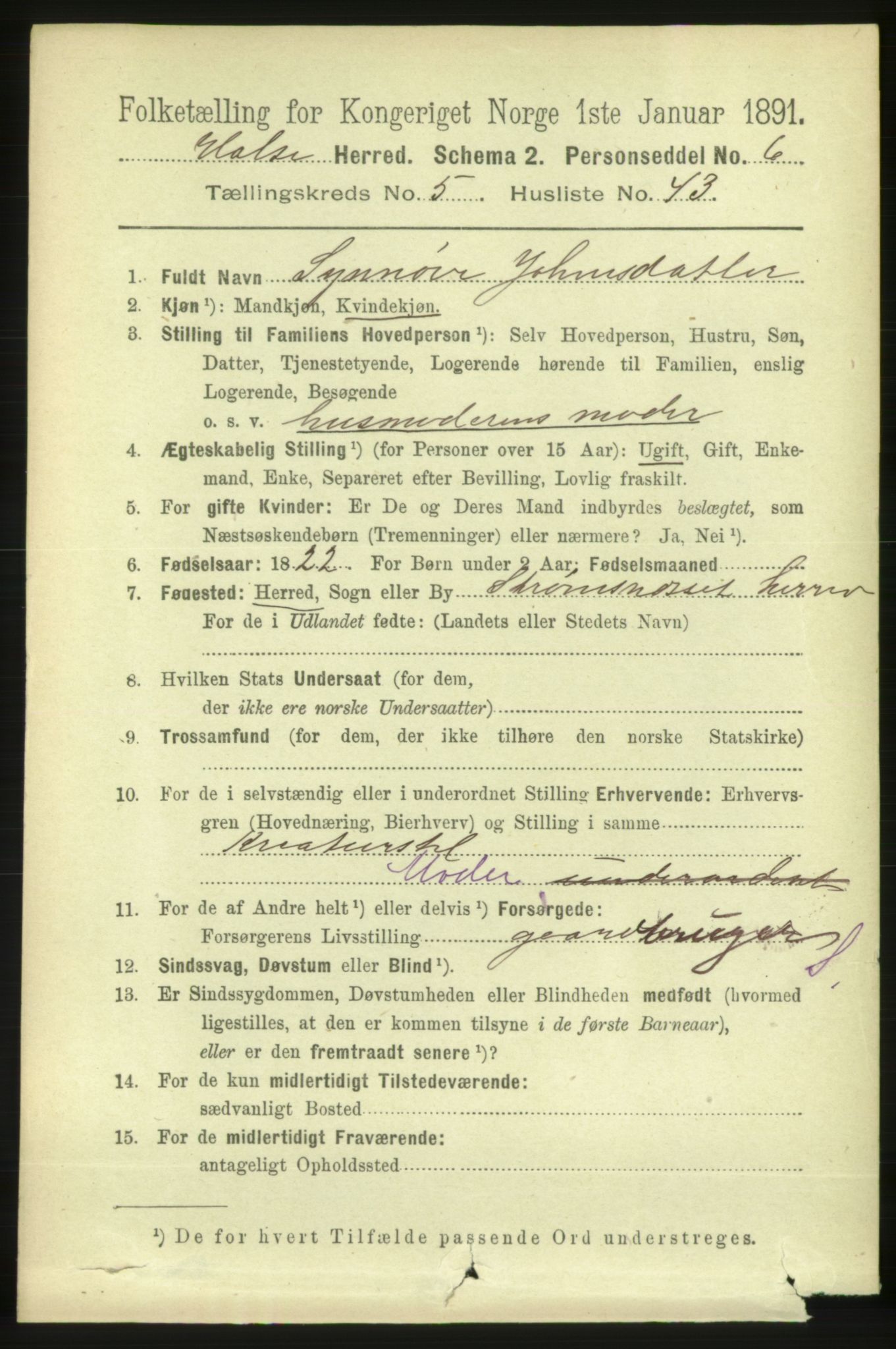 RA, 1891 census for 1571 Halsa, 1891, p. 1448