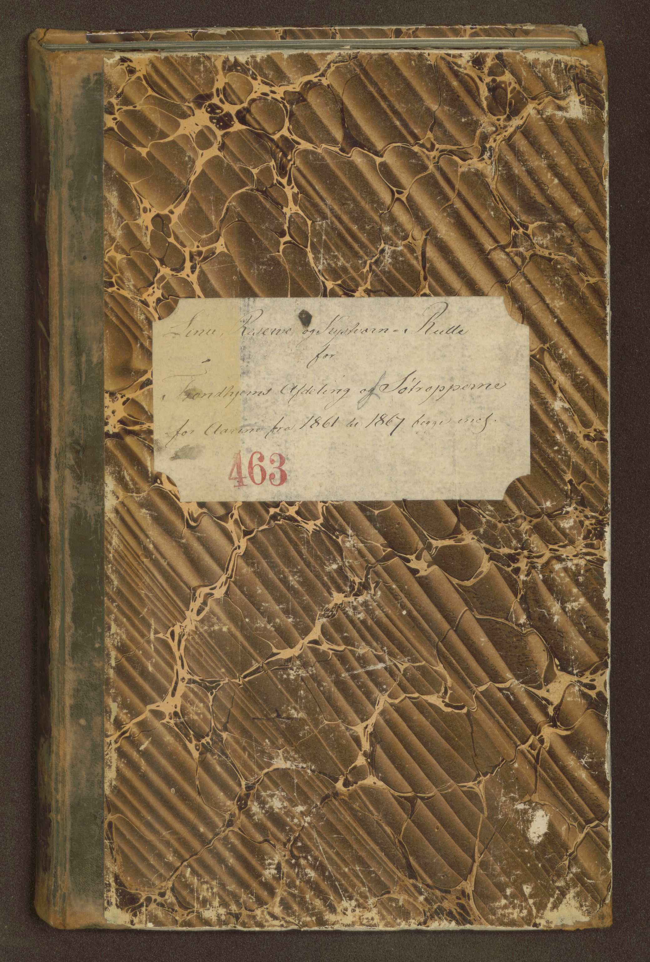 Sjøinnrulleringen - Trondhjemske distrikt, AV/SAT-A-5121/01/L0320: Rulle over kystværnet og reserver for sjøtroppene i søndre og norder Trondhjem amter, 1861-1868