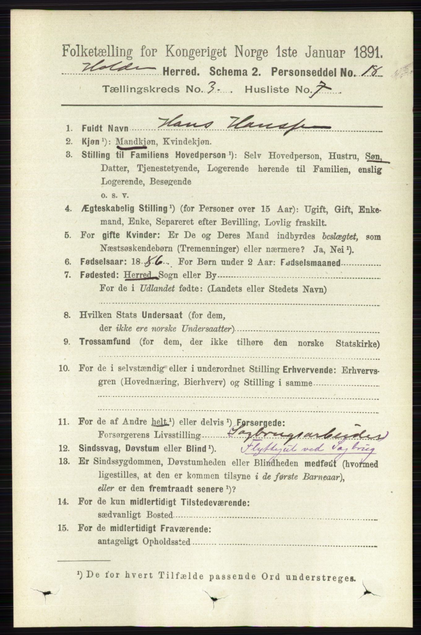 RA, 1891 census for 0819 Holla, 1891, p. 1423