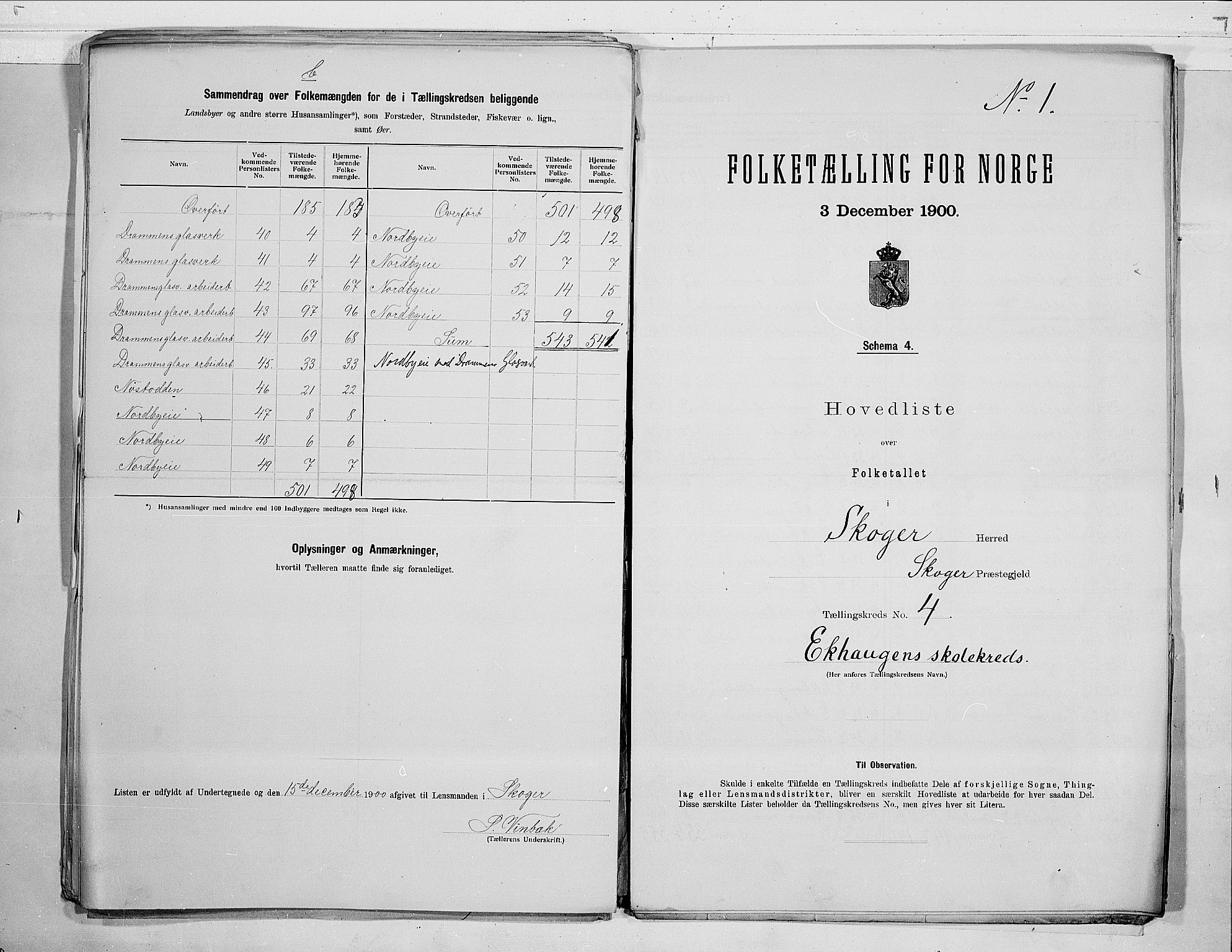 RA, 1900 census for Skoger, 1900, p. 12