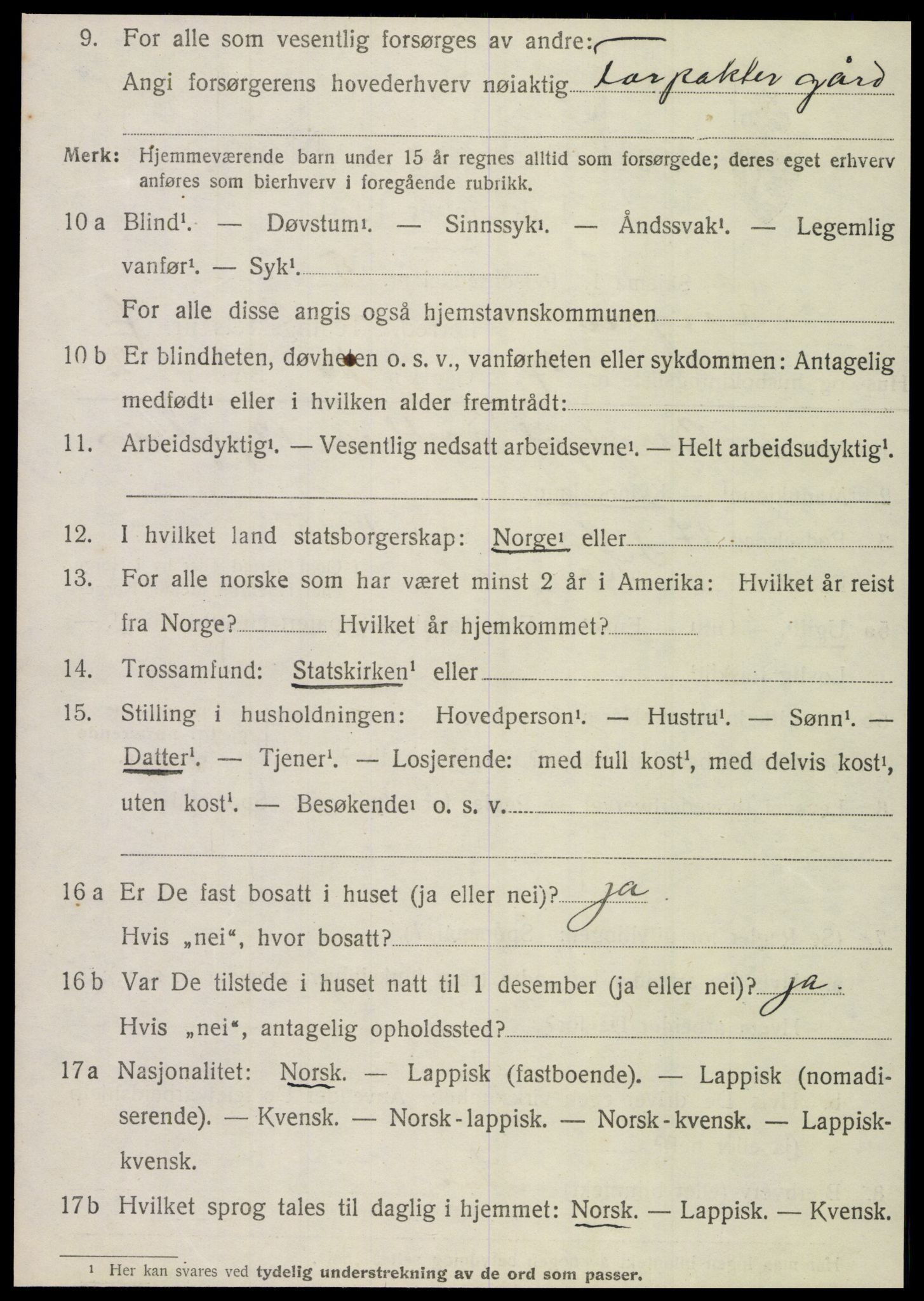 SAT, 1920 census for Korgen, 1920, p. 2863