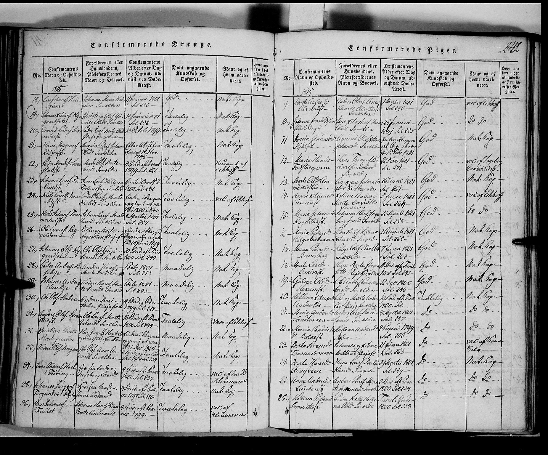 Toten prestekontor, SAH/PREST-102/H/Ha/Hab/L0001: Parish register (copy) no. 1, 1814-1820, p. 242