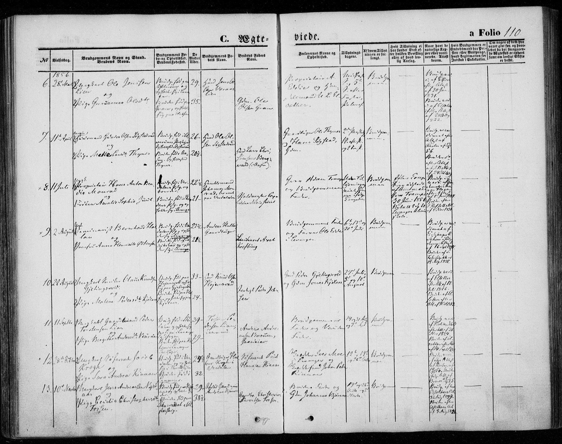 Ministerialprotokoller, klokkerbøker og fødselsregistre - Nord-Trøndelag, SAT/A-1458/720/L0184: Parish register (official) no. 720A02 /1, 1855-1863, p. 110