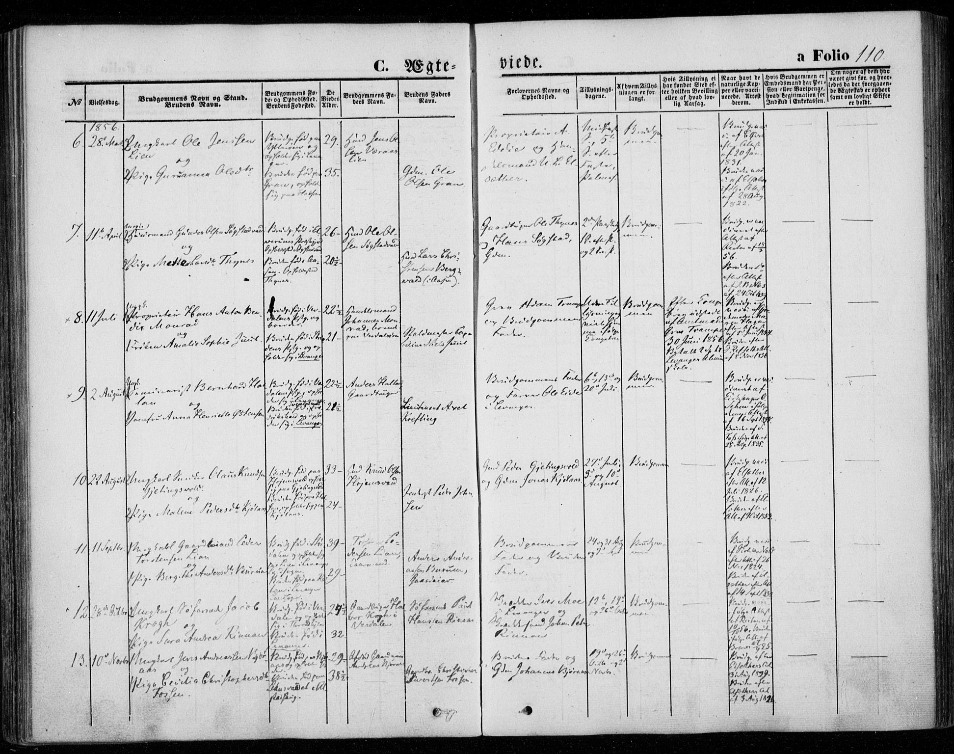 Ministerialprotokoller, klokkerbøker og fødselsregistre - Nord-Trøndelag, AV/SAT-A-1458/720/L0184: Parish register (official) no. 720A02 /1, 1855-1863, p. 110