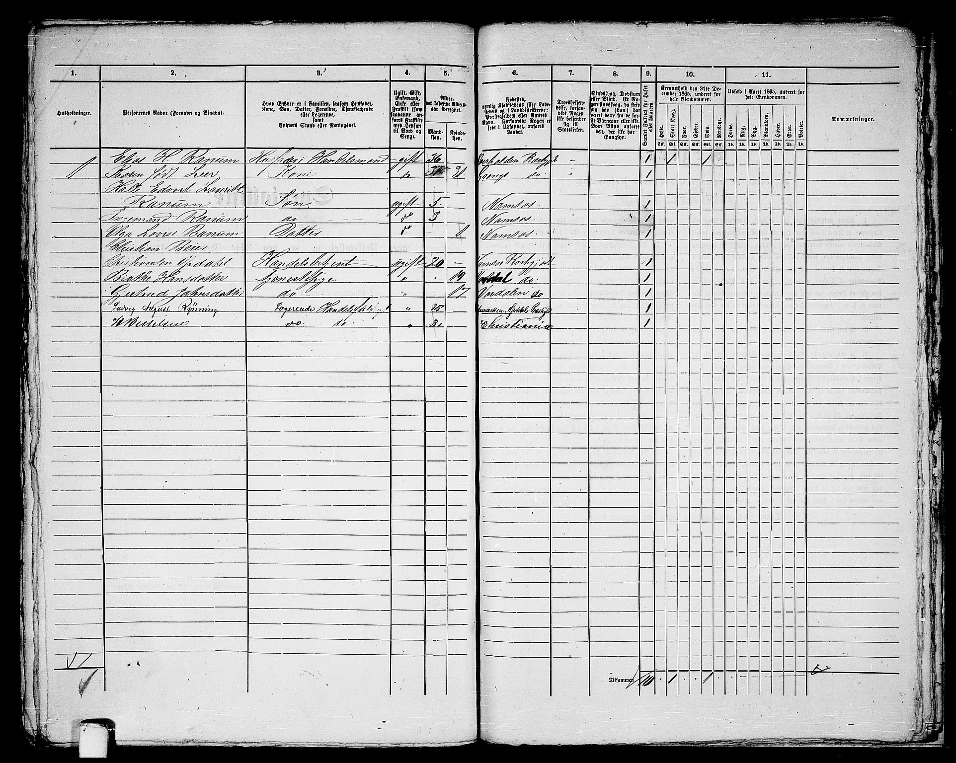 RA, 1865 census for Namsos/Namsos, 1865, p. 167