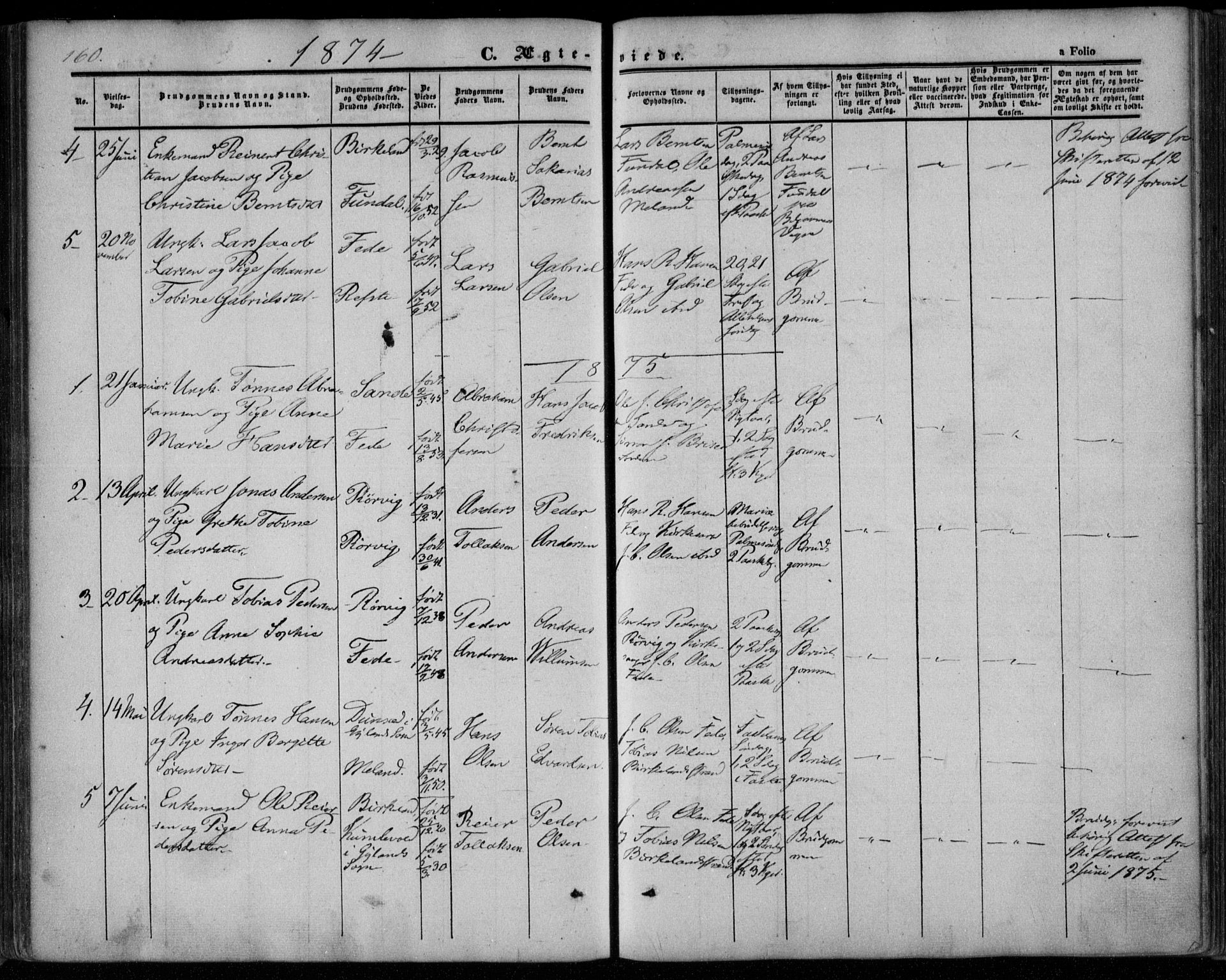 Kvinesdal sokneprestkontor, AV/SAK-1111-0026/F/Fa/Faa/L0002: Parish register (official) no. A 2, 1850-1876, p. 160