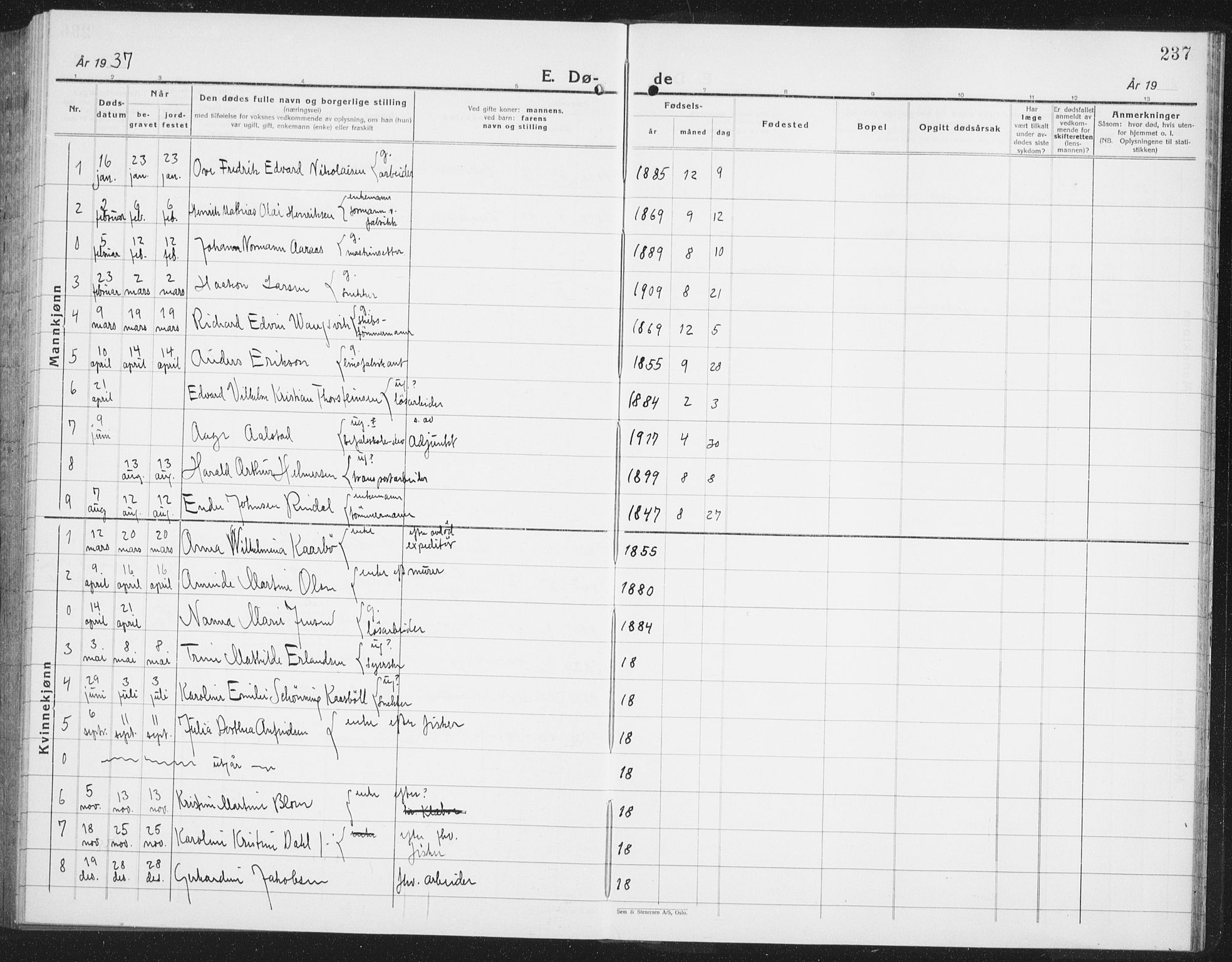 Ministerialprotokoller, klokkerbøker og fødselsregistre - Nordland, AV/SAT-A-1459/877/L1117: Parish register (copy) no. 877C01, 1923-1942, p. 237