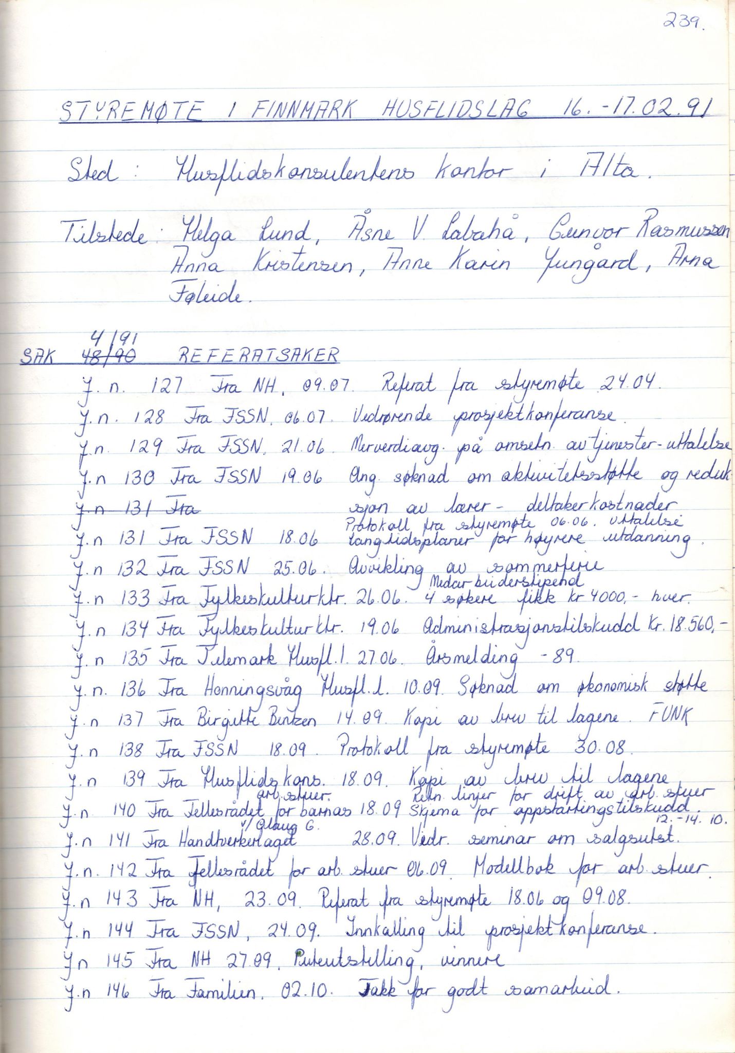 Finnmark Husflidslag, FMFB/A-1134/A/L0003: Møtebok, 1983-1994, p. 344