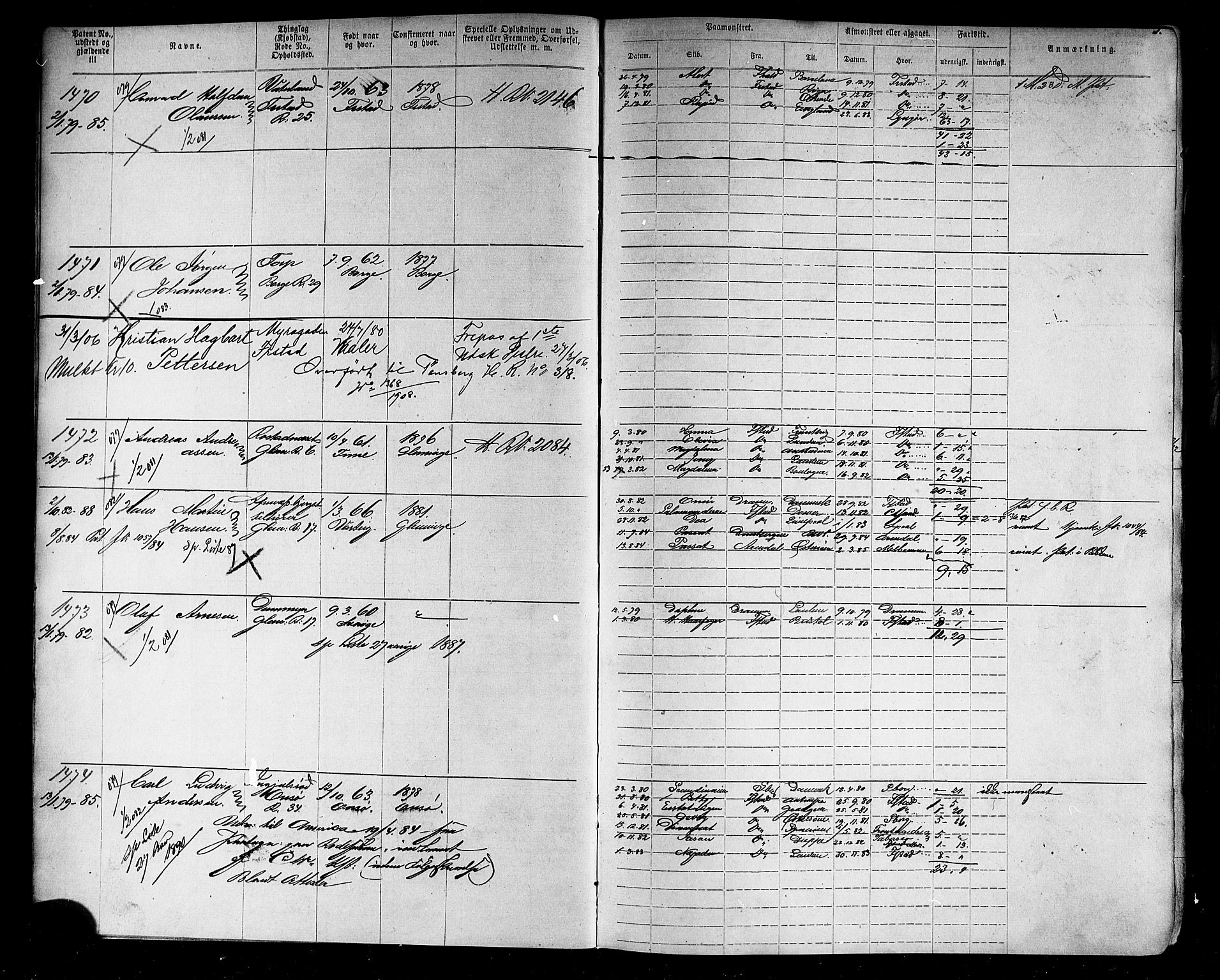 Fredrikstad mønstringskontor, AV/SAO-A-10569b/F/Fc/Fca/L0005: Annotasjonsrulle, 1884-1899, p. 7