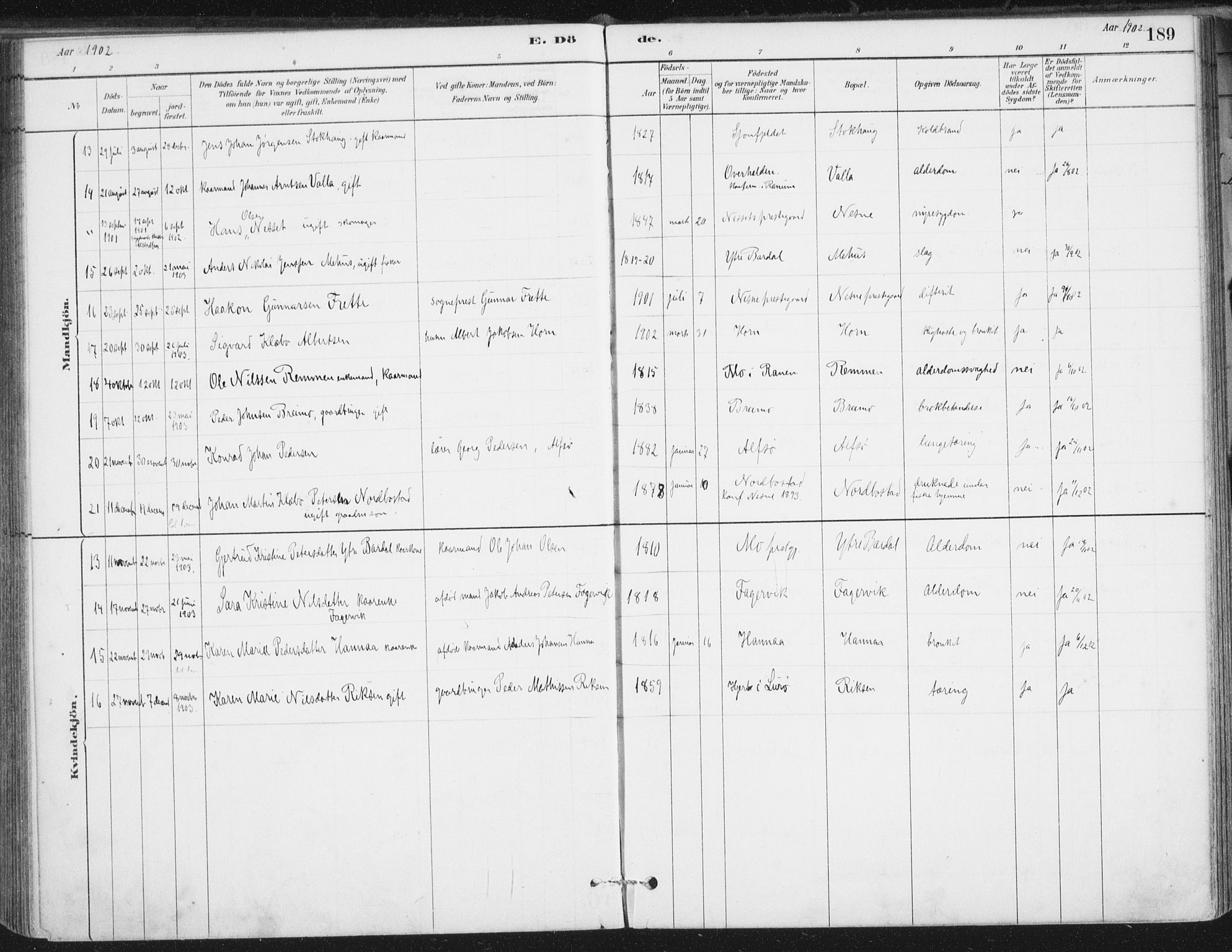 Ministerialprotokoller, klokkerbøker og fødselsregistre - Nordland, AV/SAT-A-1459/838/L0553: Parish register (official) no. 838A11, 1880-1910, p. 189