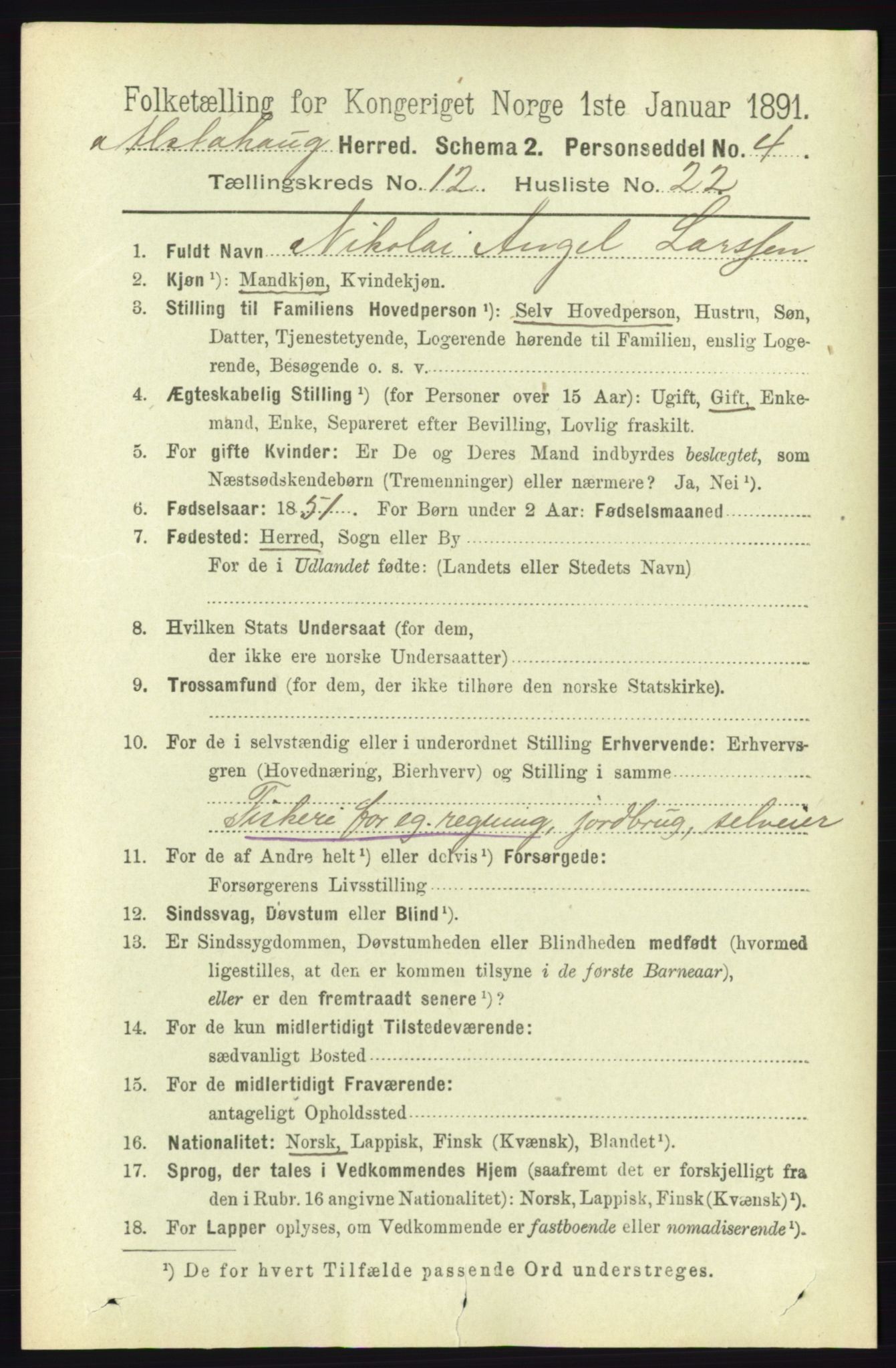 RA, 1891 census for 1820 Alstahaug, 1891, p. 4409