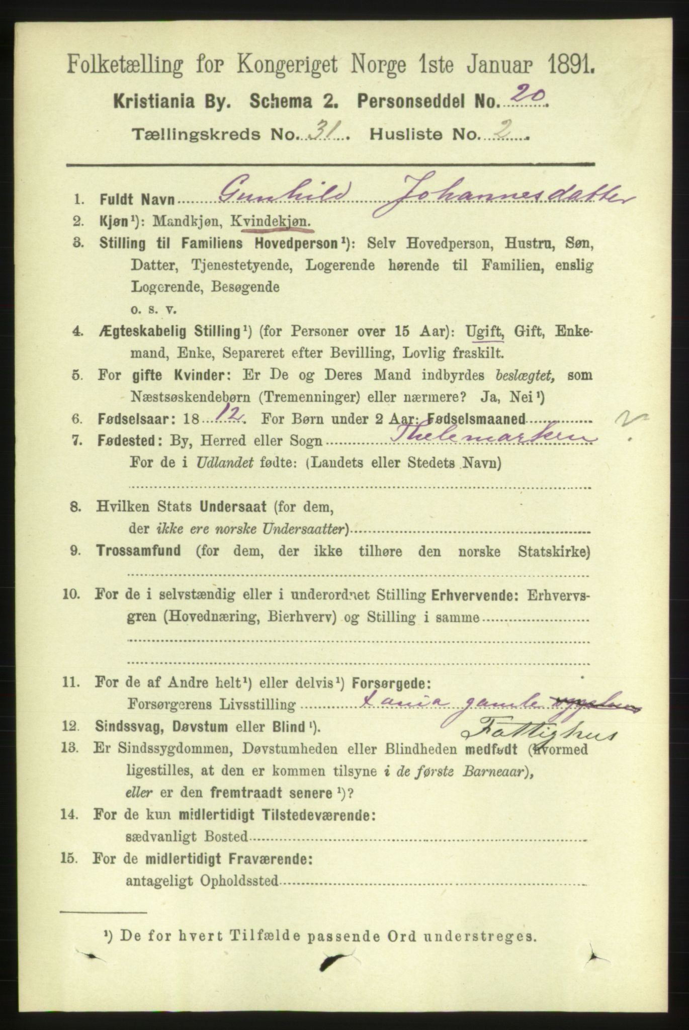 RA, 1891 census for 0301 Kristiania, 1891, p. 15955