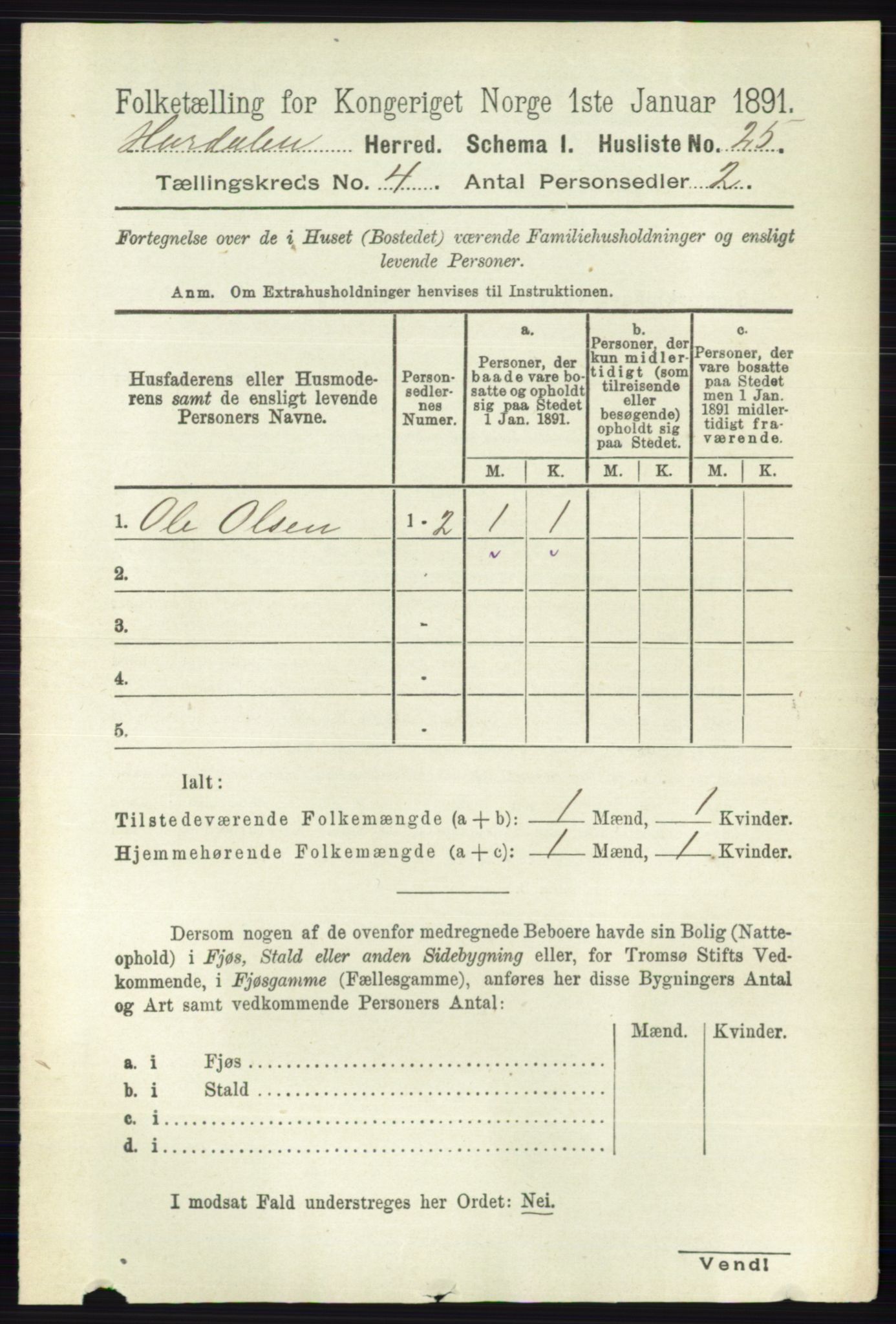 RA, 1891 census for 0239 Hurdal, 1891, p. 1349