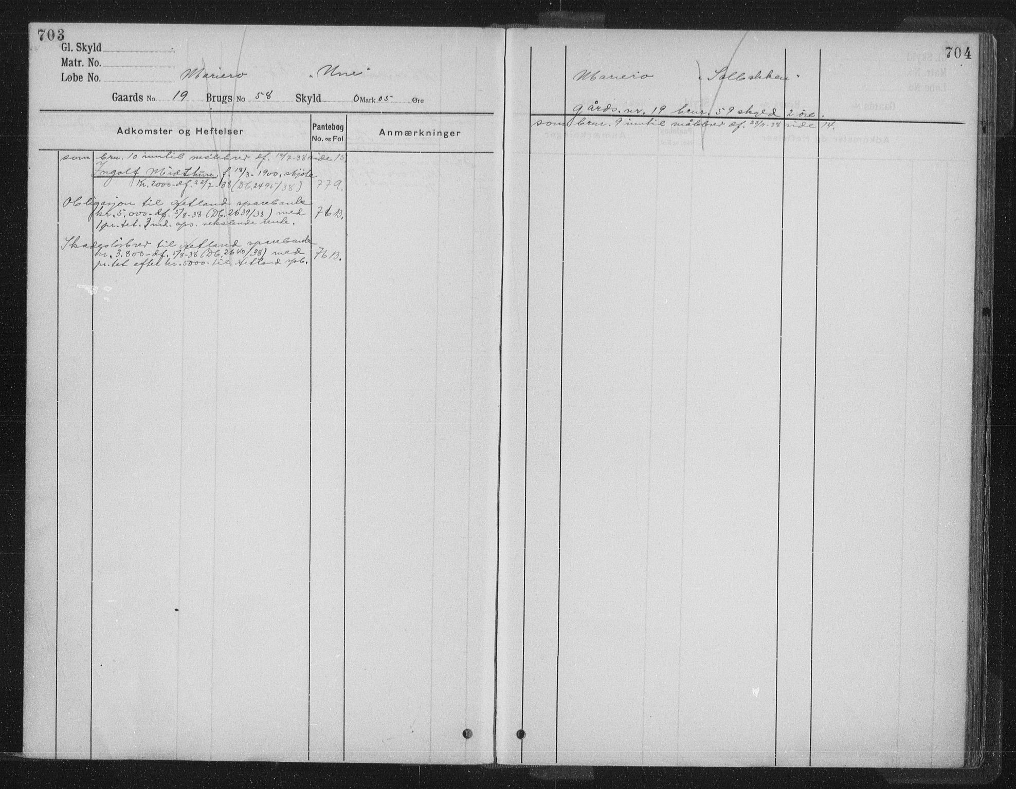 Jæren sorenskriveri, SAST/A-100310/01/4/41/41ABB/L0005: Mortgage register no. 41 ABB5, 1911, p. 703-704