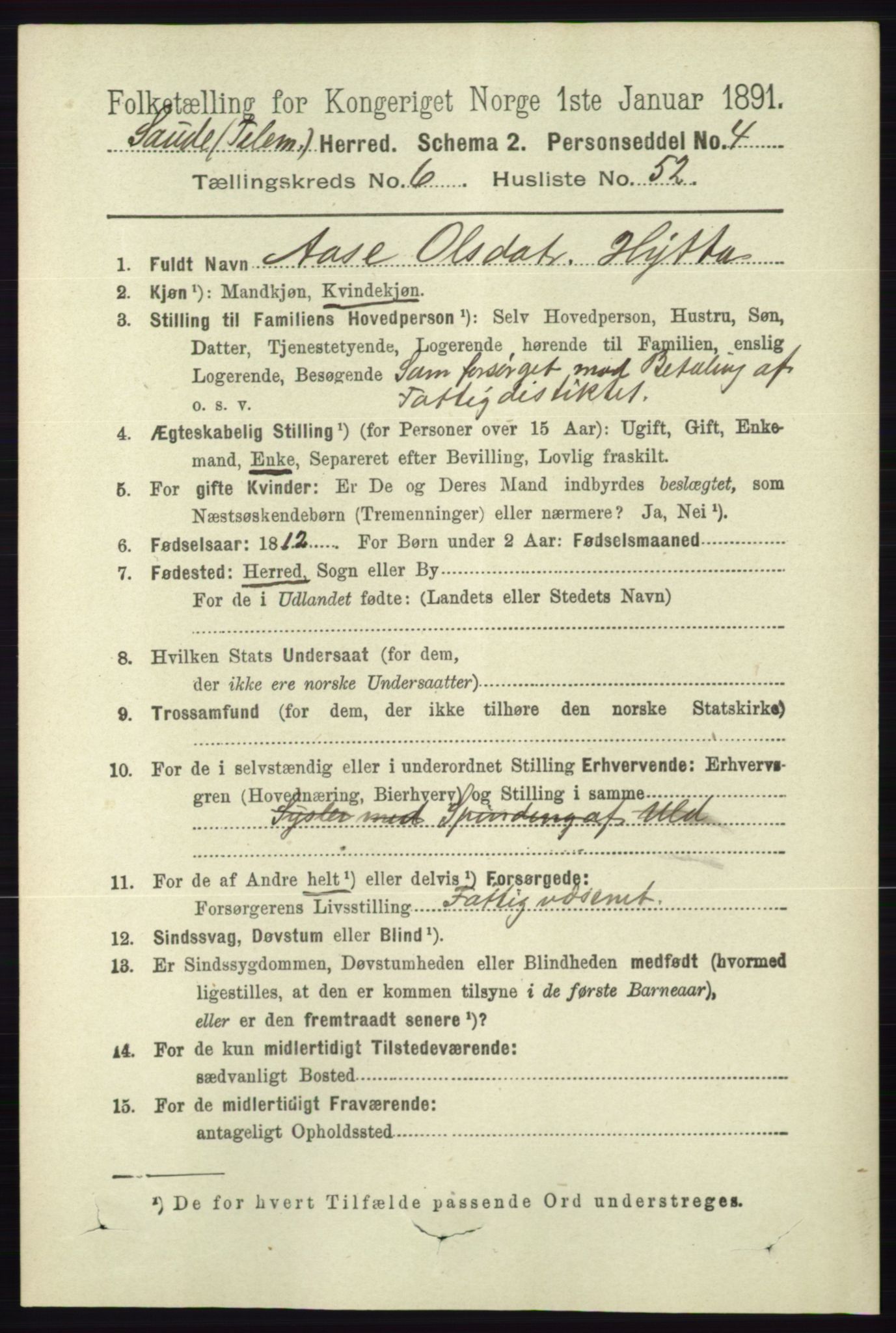 RA, 1891 census for 0822 Sauherad, 1891, p. 1976