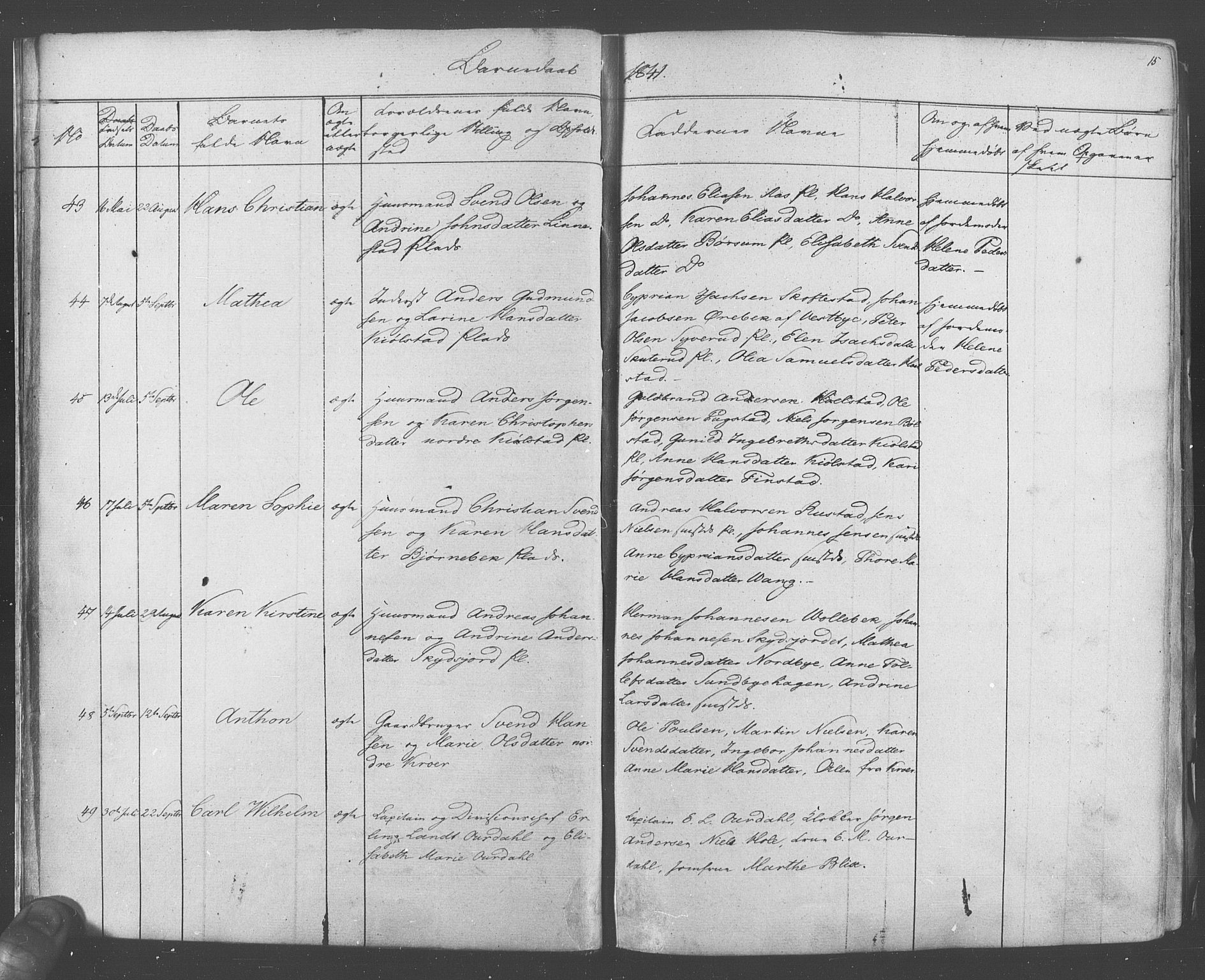 Ås prestekontor Kirkebøker, AV/SAO-A-10894/F/Fa/L0006: Parish register (official) no. I 6, 1841-1853, p. 14-15