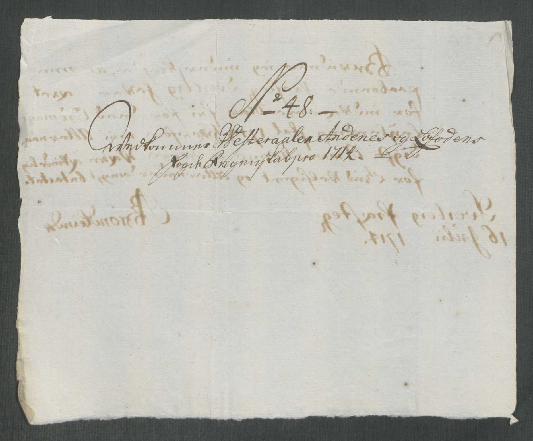 Rentekammeret inntil 1814, Reviderte regnskaper, Fogderegnskap, AV/RA-EA-4092/R67/L4680: Fogderegnskap Vesterålen, Andenes og Lofoten, 1714, p. 254