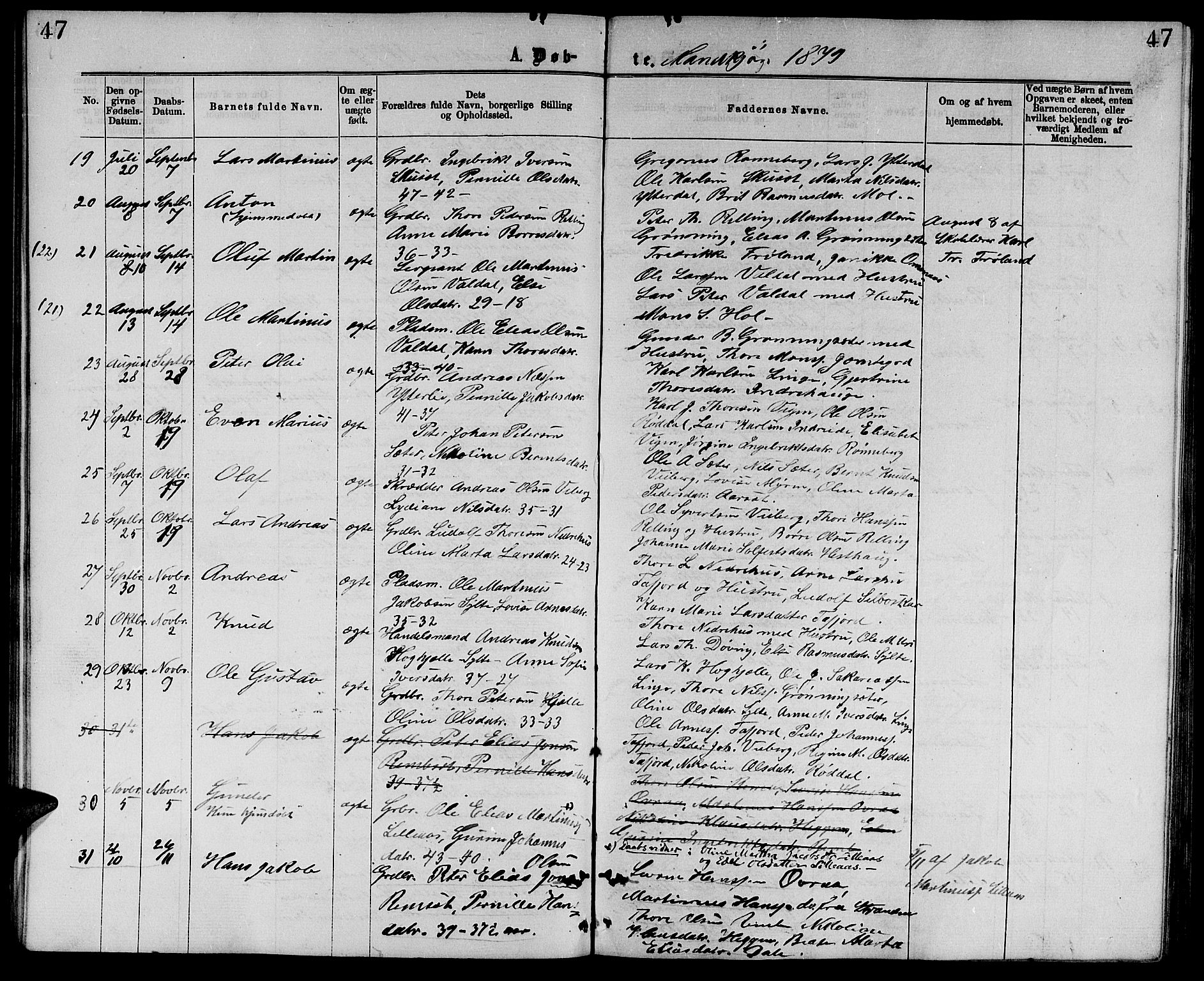 Ministerialprotokoller, klokkerbøker og fødselsregistre - Møre og Romsdal, SAT/A-1454/519/L0262: Parish register (copy) no. 519C03, 1866-1884, p. 47