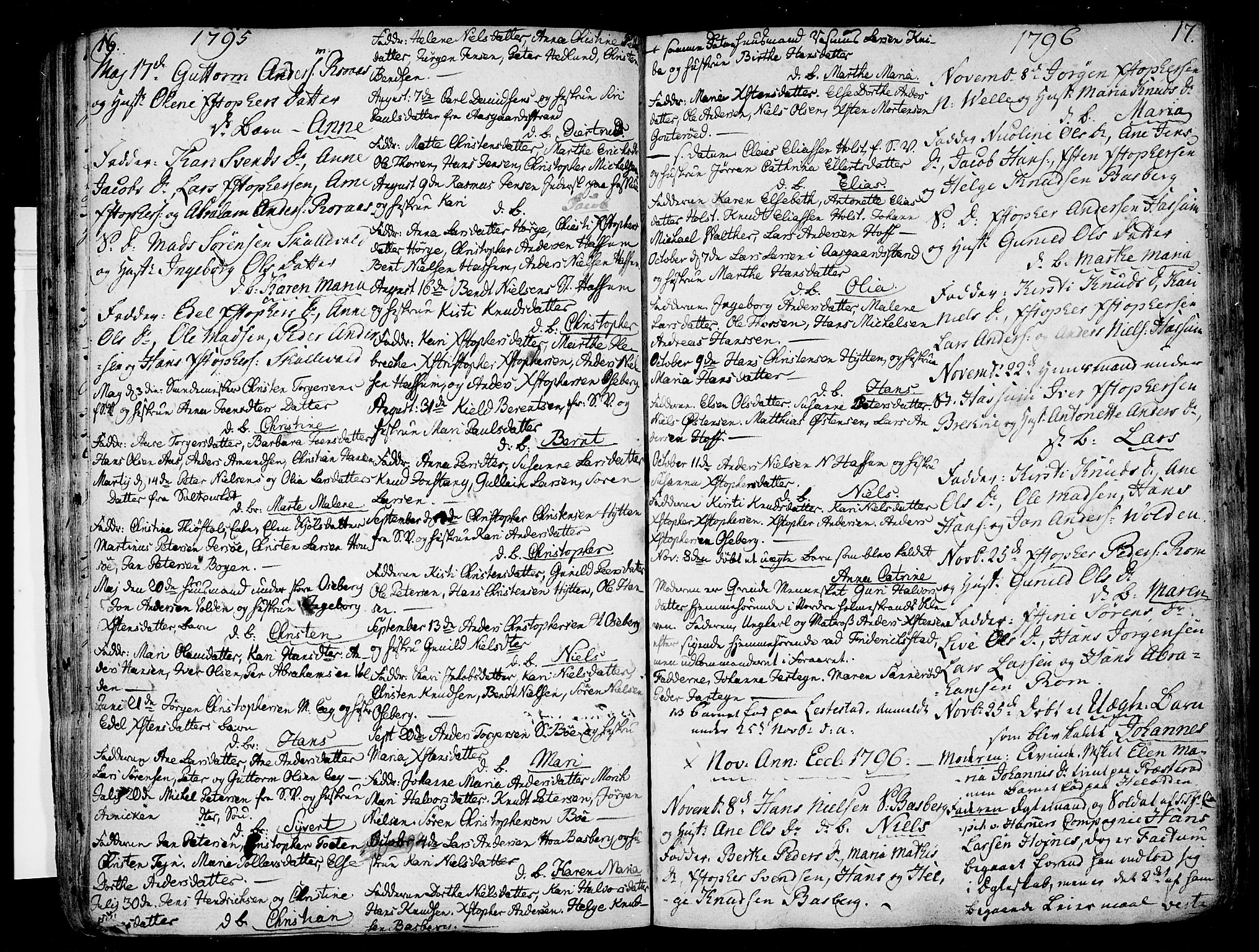 Sem kirkebøker, AV/SAKO-A-5/F/Fb/L0003: Parish register (official) no. II 3, 1792-1814, p. 16-17