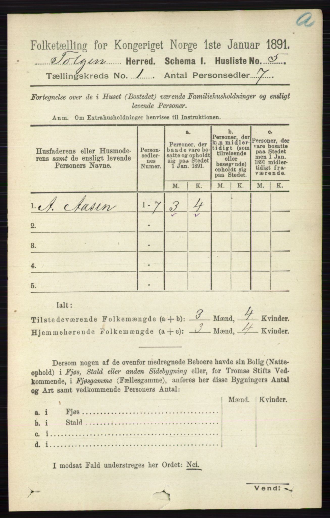 RA, 1891 census for 0436 Tolga, 1891, p. 50