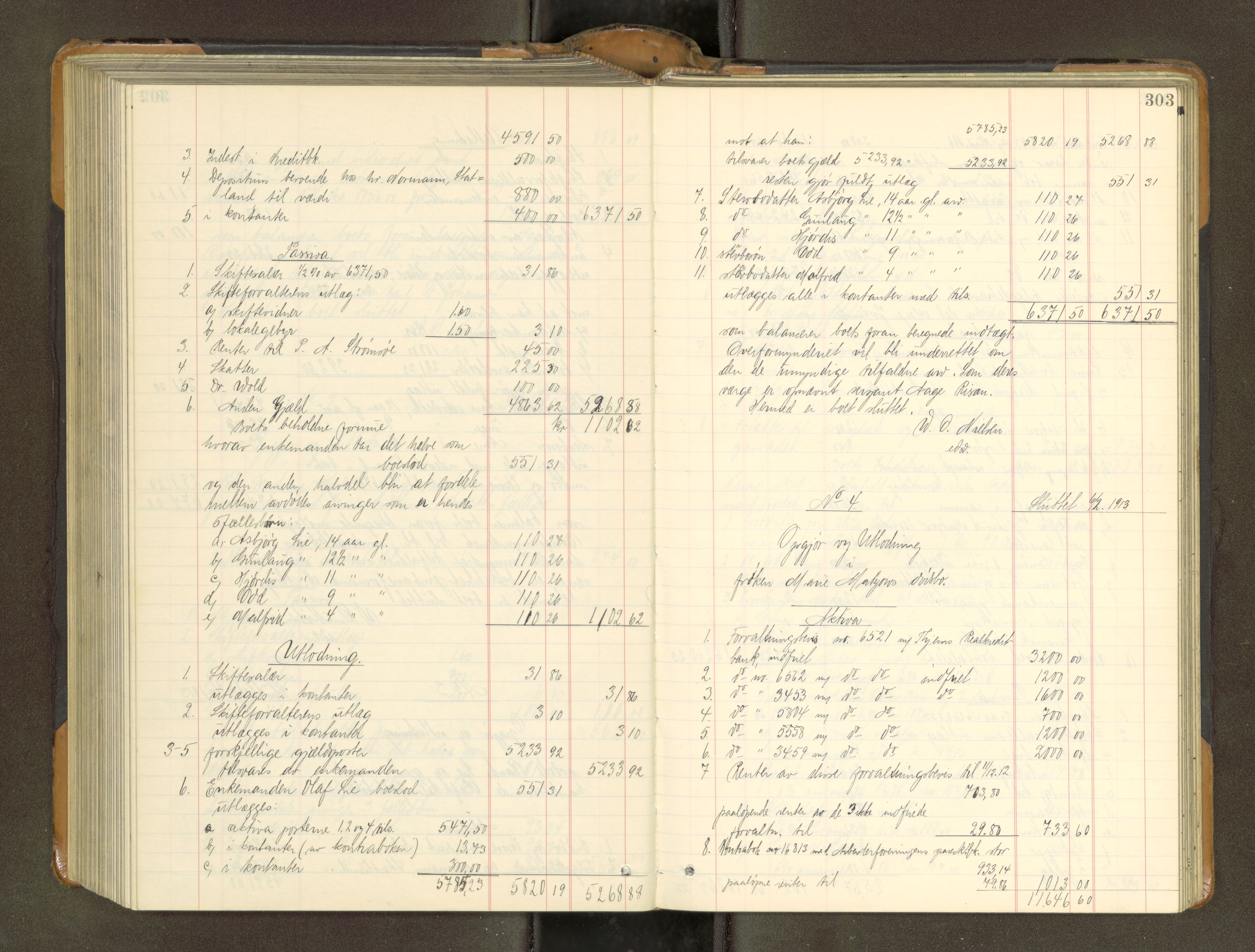 Trondheim byfogd, AV/SAT-A-0003/1/3/3A/L0040: Skifteutlodningsprotokoll - 9/2-1/10. (m/ register), 1910-1913, p. 303