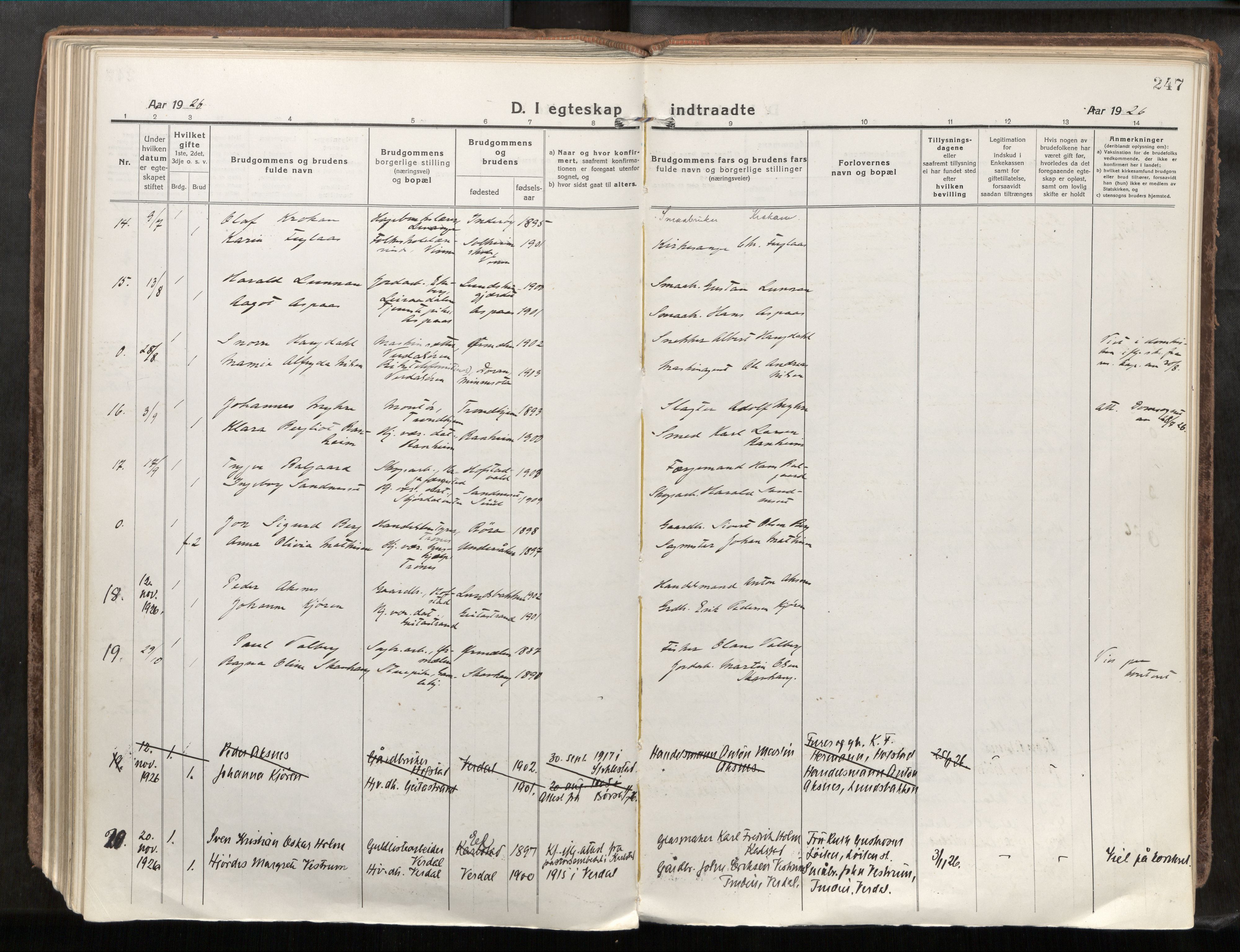 Verdal sokneprestkontor, AV/SAT-A-1156/2/H/Haa/L0001: Parish register (official) no. 1, 1917-1932, p. 247