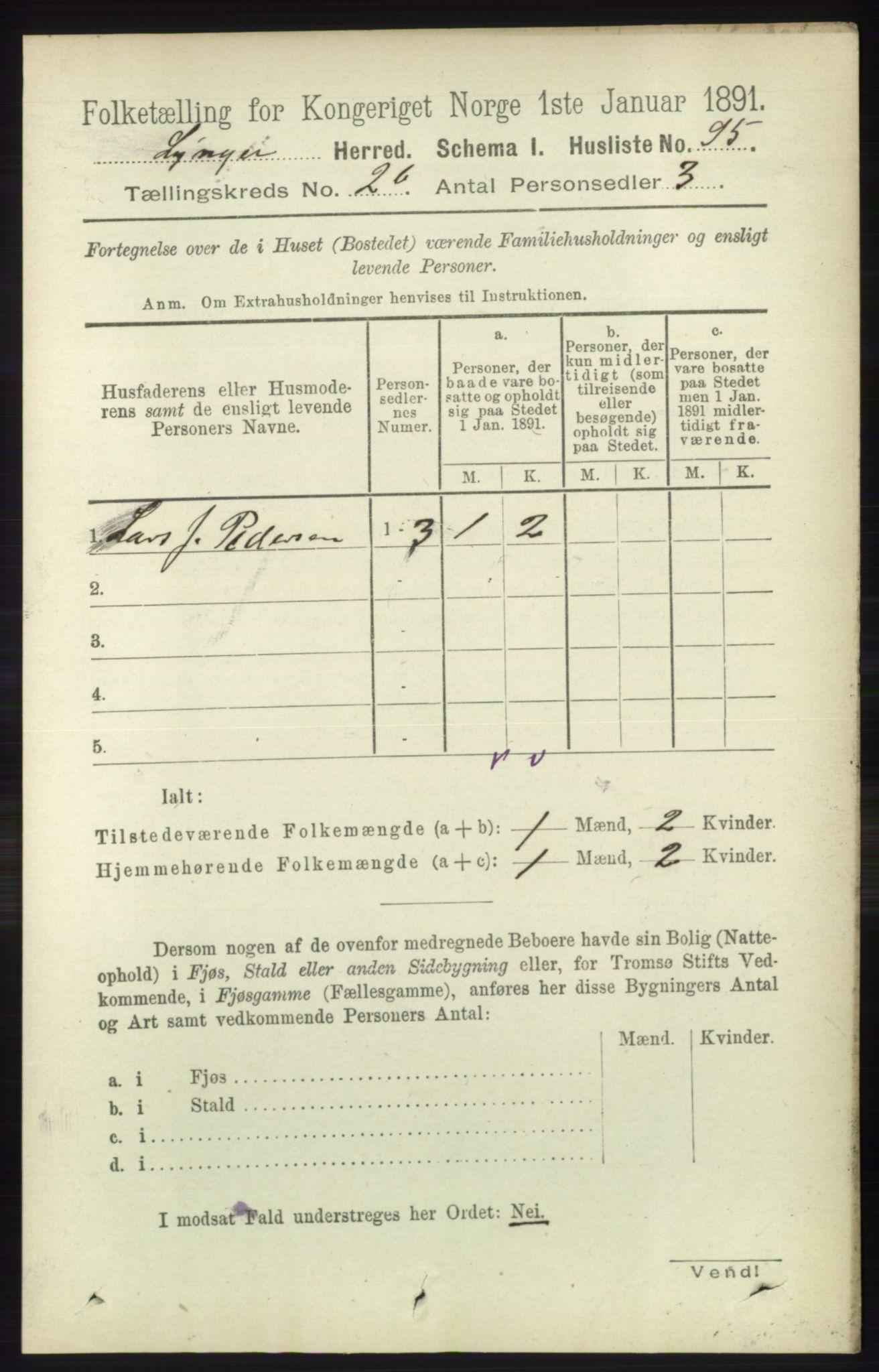 RA, 1891 census for 1938 Lyngen, 1891, p. 2463