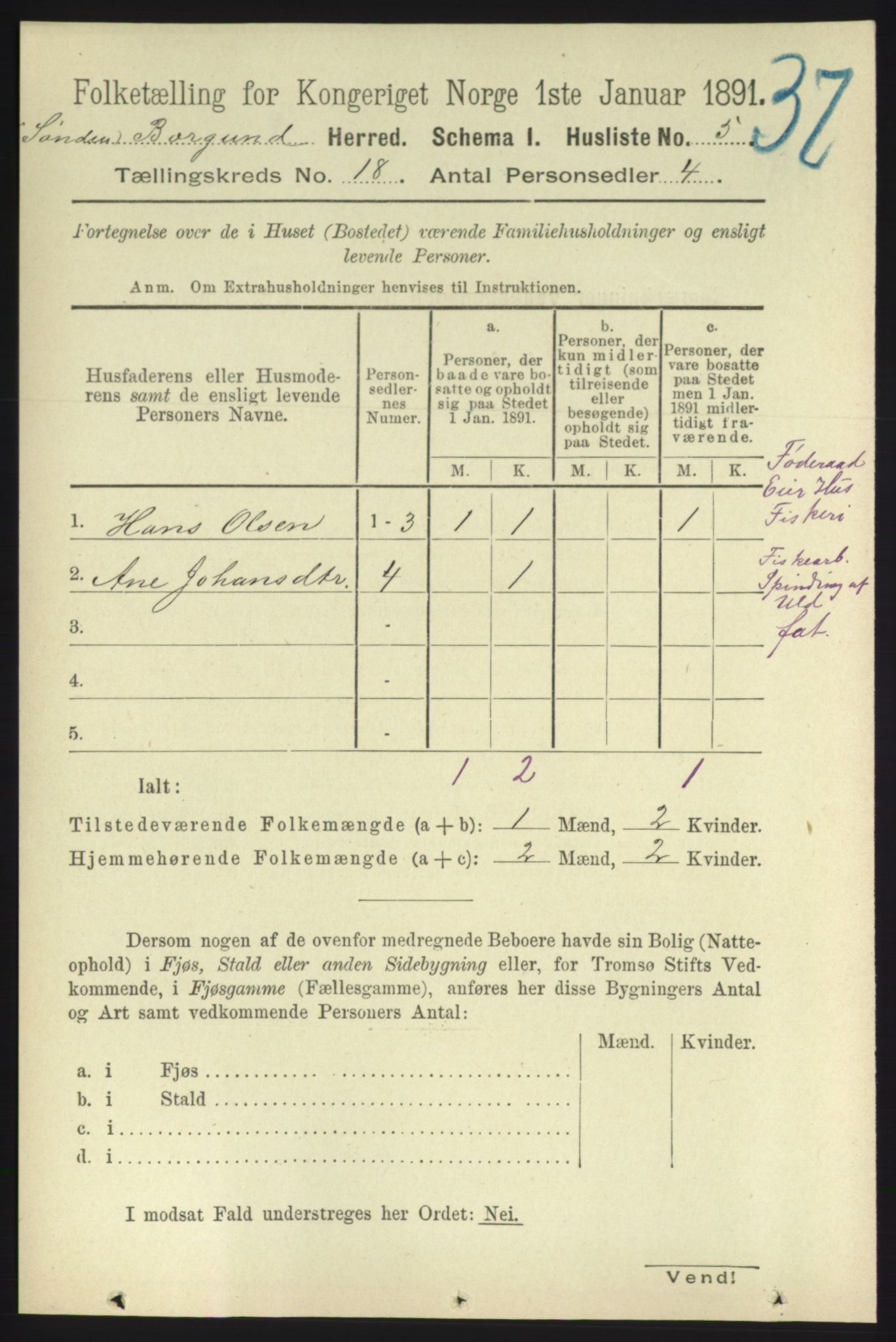 RA, 1891 census for 1531 Borgund, 1891, p. 5419