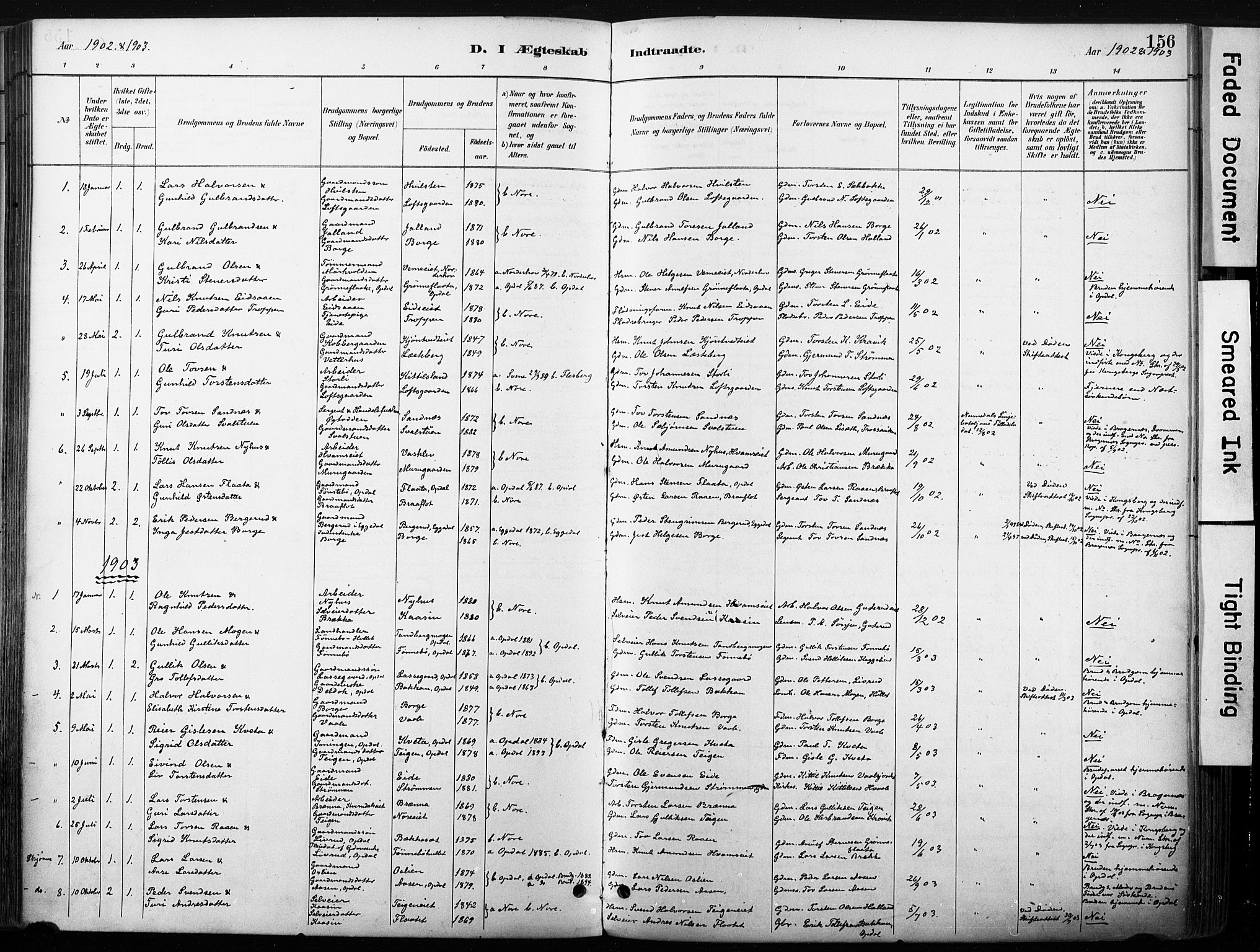 Nore kirkebøker, SAKO/A-238/F/Fb/L0002: Parish register (official) no. II 2, 1886-1906, p. 156