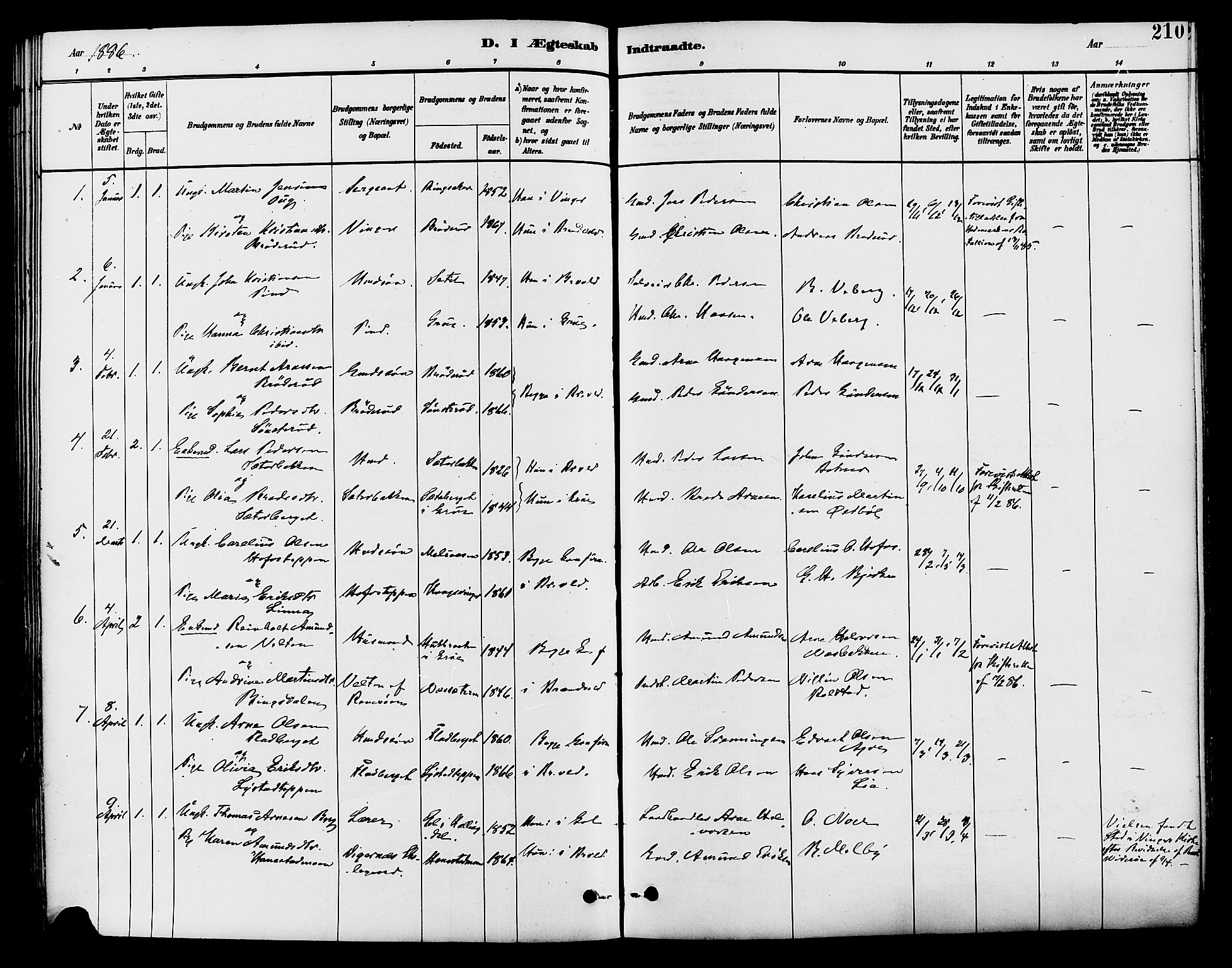 Brandval prestekontor, SAH/PREST-034/H/Ha/Haa/L0002: Parish register (official) no. 2, 1880-1894, p. 210