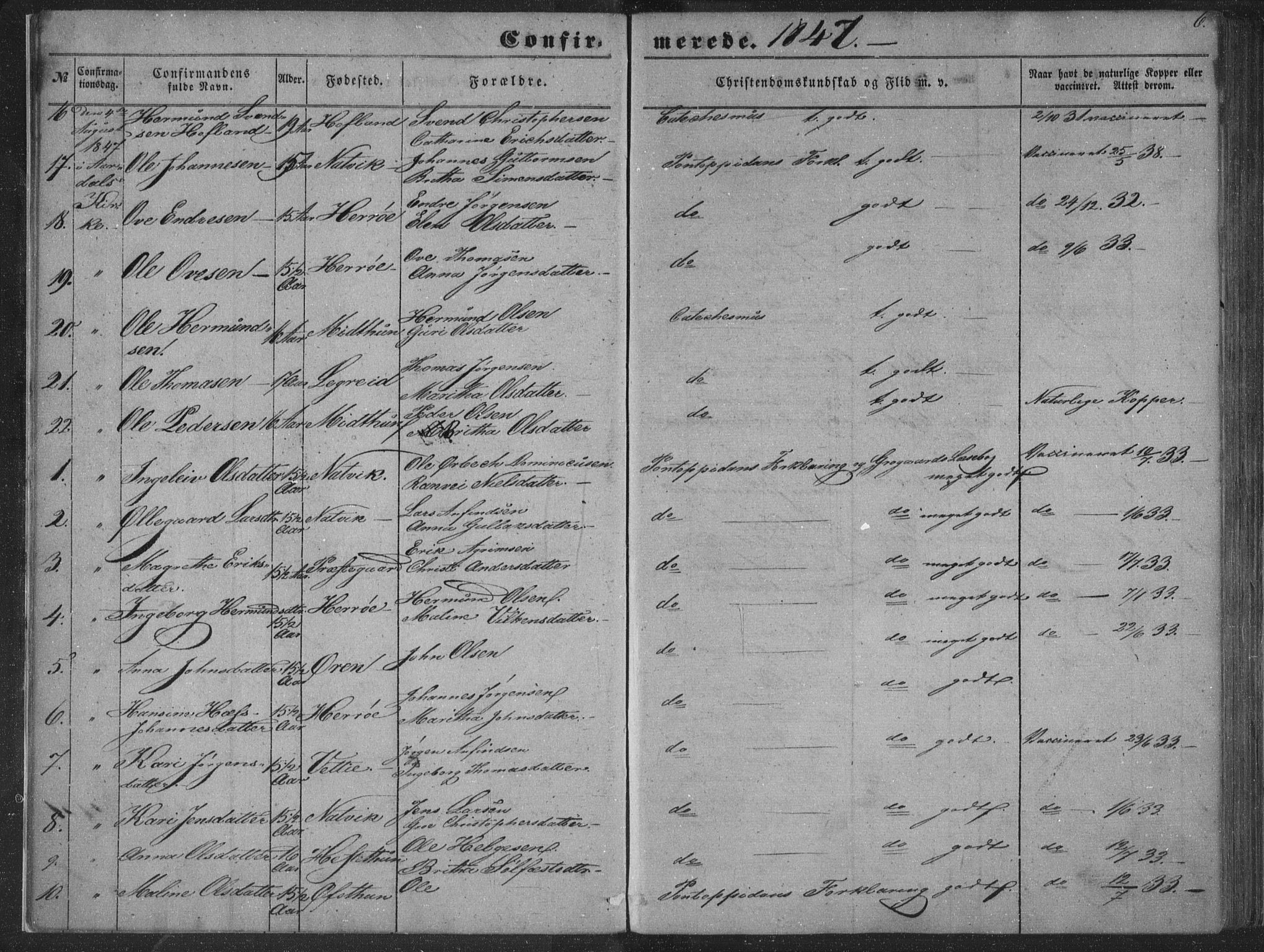 Lærdal sokneprestembete, AV/SAB-A-81201: Parish register (official) no. A 13, 1847-1864, p. 6