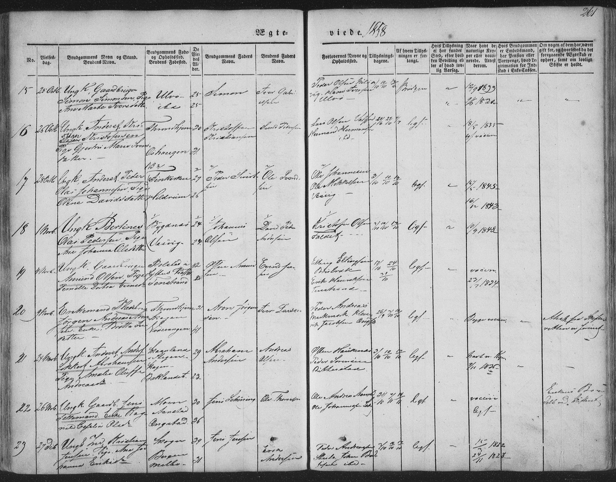 Ministerialprotokoller, klokkerbøker og fødselsregistre - Nordland, AV/SAT-A-1459/888/L1241: Parish register (official) no. 888A07, 1849-1869, p. 261