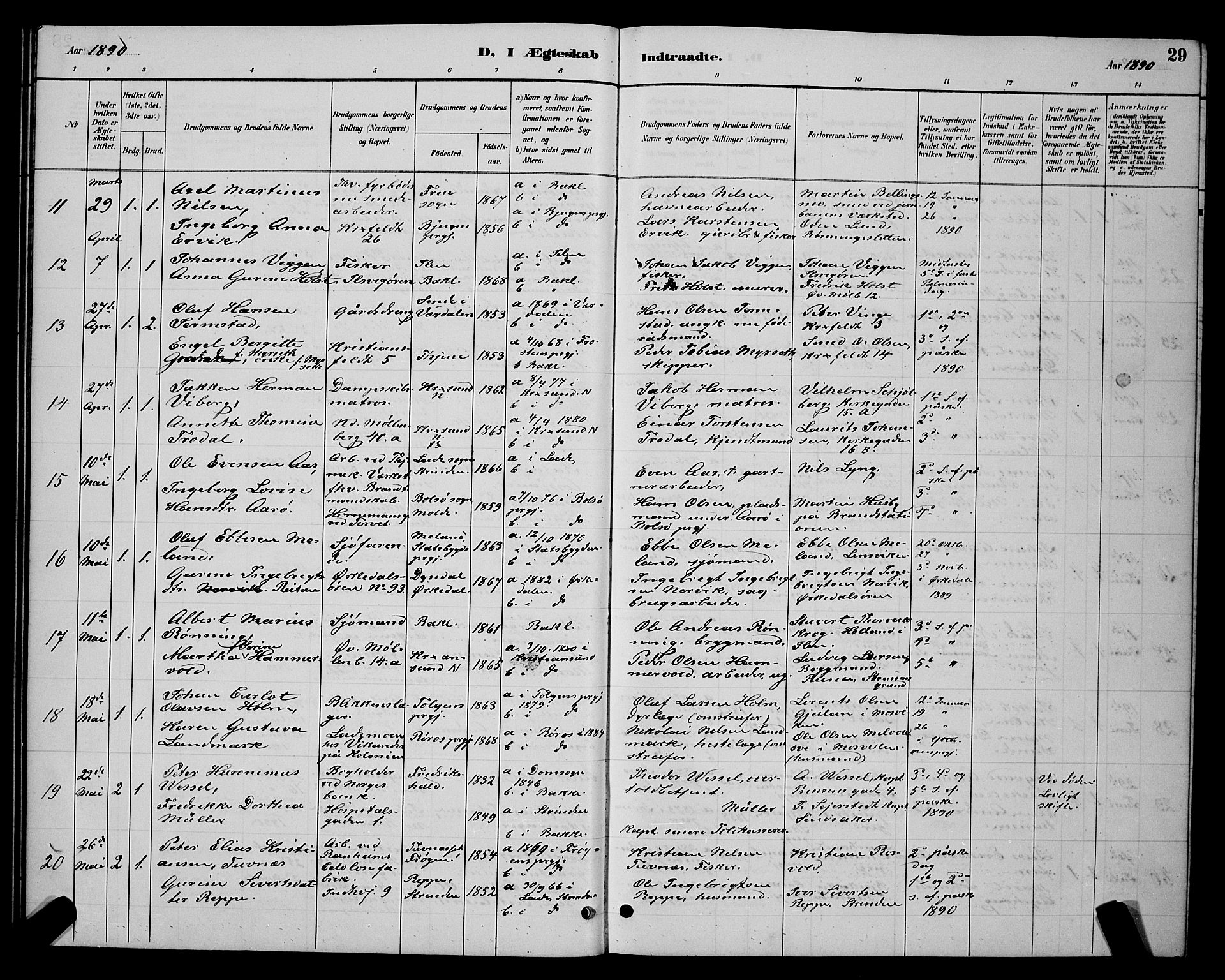 Ministerialprotokoller, klokkerbøker og fødselsregistre - Sør-Trøndelag, SAT/A-1456/604/L0223: Parish register (copy) no. 604C06, 1886-1897, p. 29