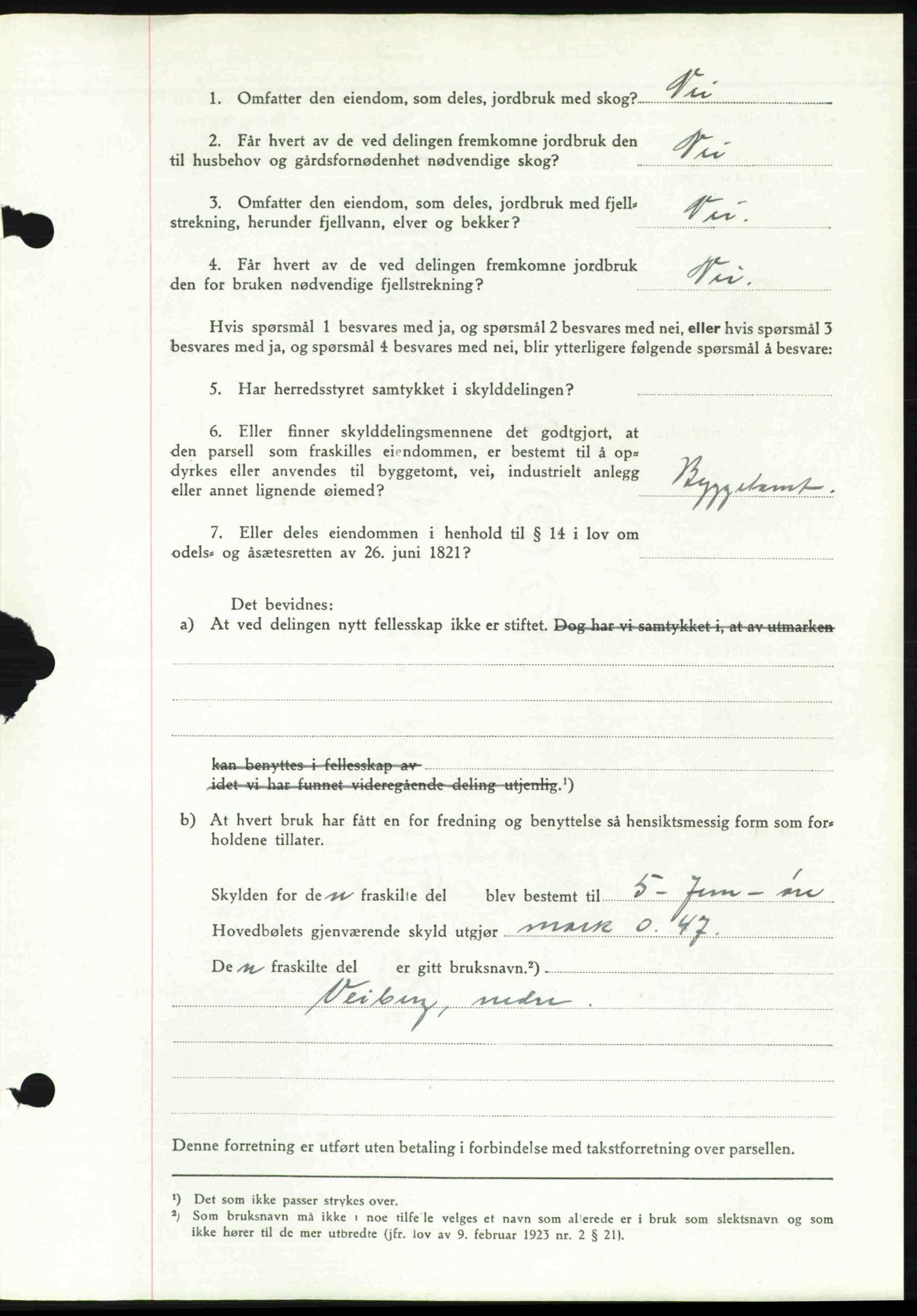 Toten tingrett, SAH/TING-006/H/Hb/Hbc/L0006: Mortgage book no. Hbc-06, 1939-1939, Diary no: : 1289/1939