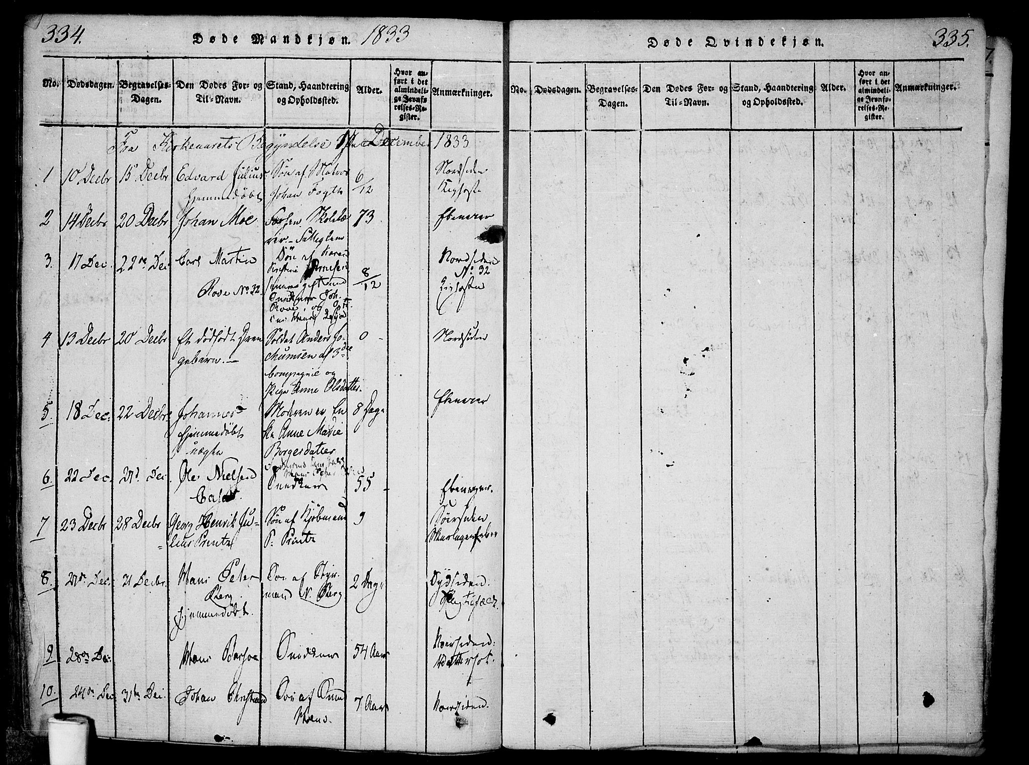 Halden prestekontor Kirkebøker, AV/SAO-A-10909/F/Fa/L0003: Parish register (official) no. I 3, 1815-1834, p. 334-335