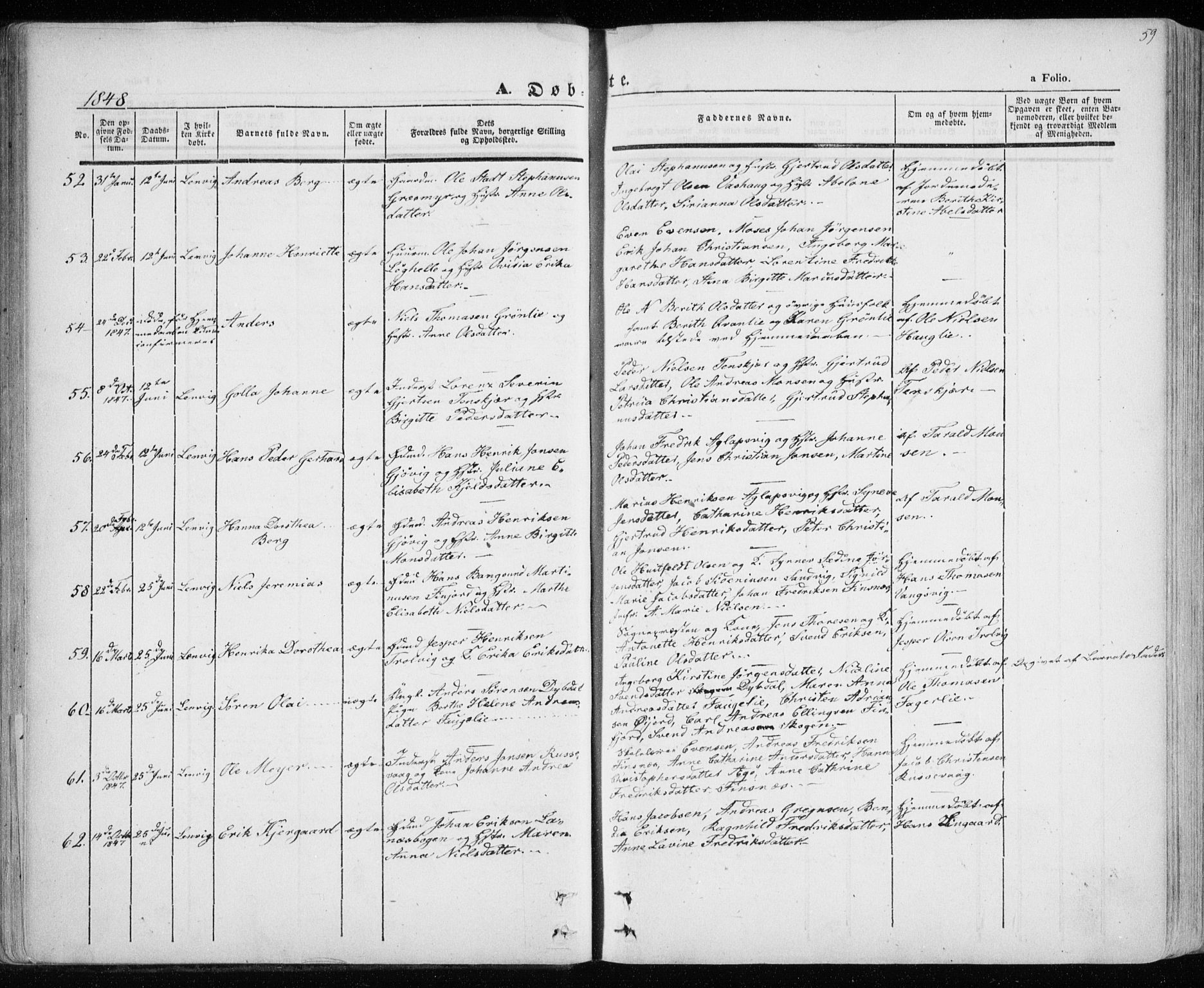 Lenvik sokneprestembete, AV/SATØ-S-1310/H/Ha/Haa/L0006kirke: Parish register (official) no. 6, 1845-1854, p. 59
