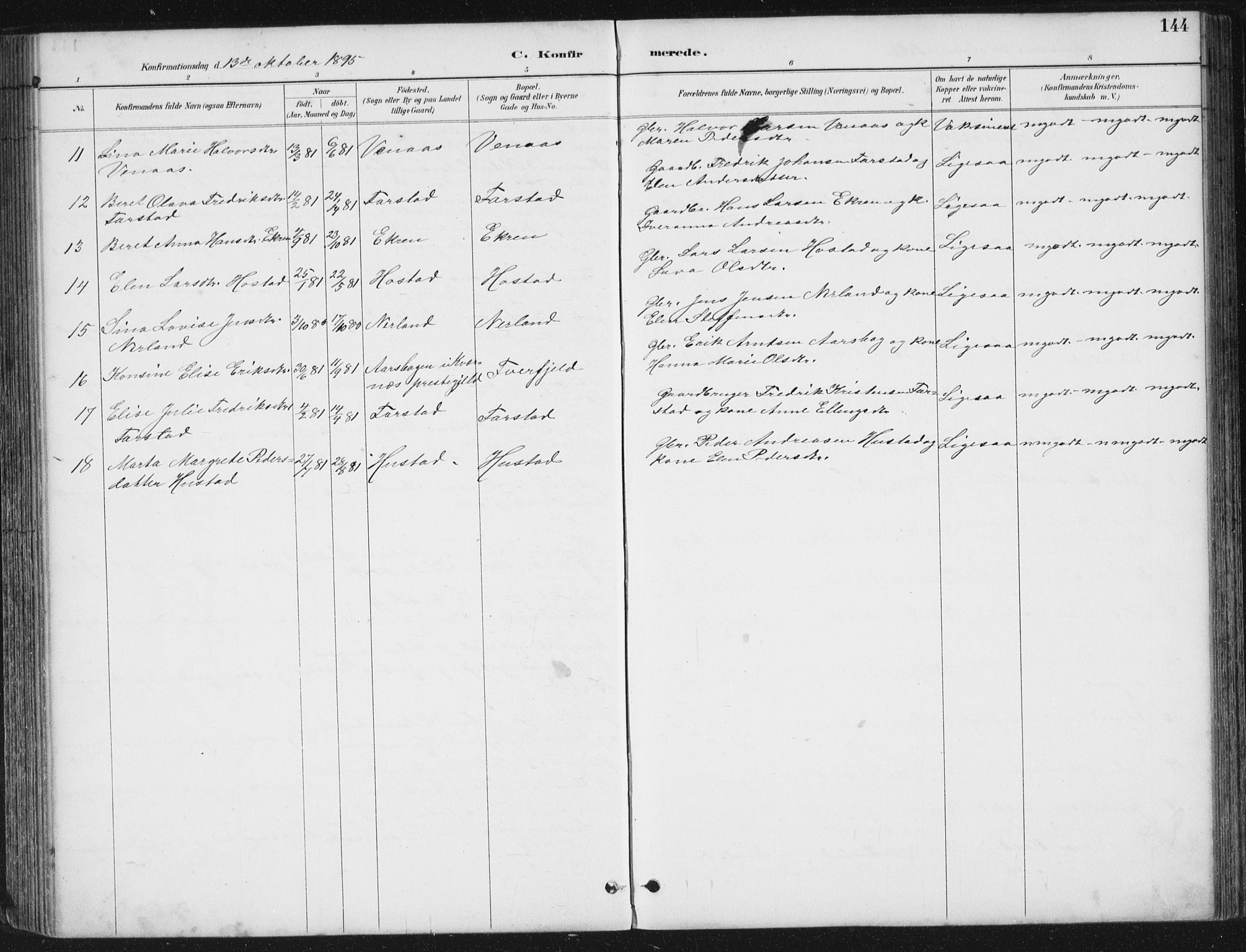 Ministerialprotokoller, klokkerbøker og fødselsregistre - Møre og Romsdal, AV/SAT-A-1454/567/L0783: Parish register (copy) no. 567C03, 1887-1903, p. 144