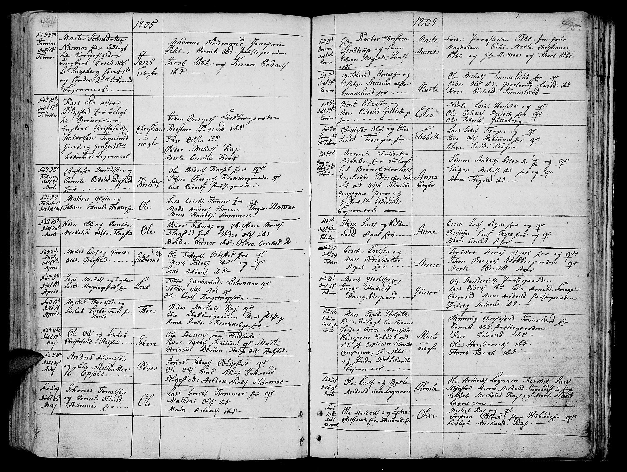 Vang prestekontor, Hedmark, AV/SAH-PREST-008/H/Ha/Haa/L0005: Parish register (official) no. 5, 1732-1809, p. 494-495