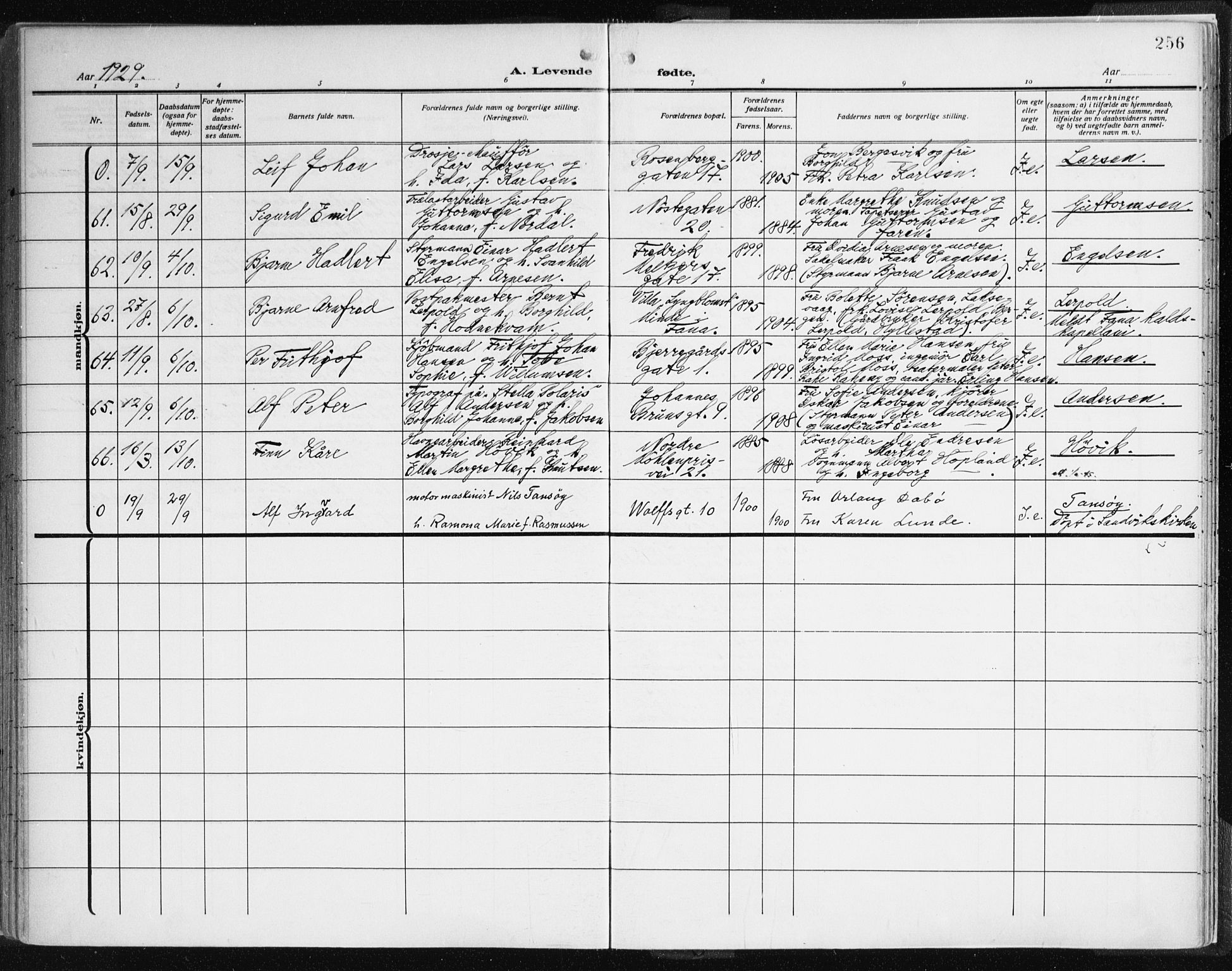 Johanneskirken sokneprestembete, AV/SAB-A-76001/H/Haa: Parish register (official) no. A 3, 1913-1934, p. 256