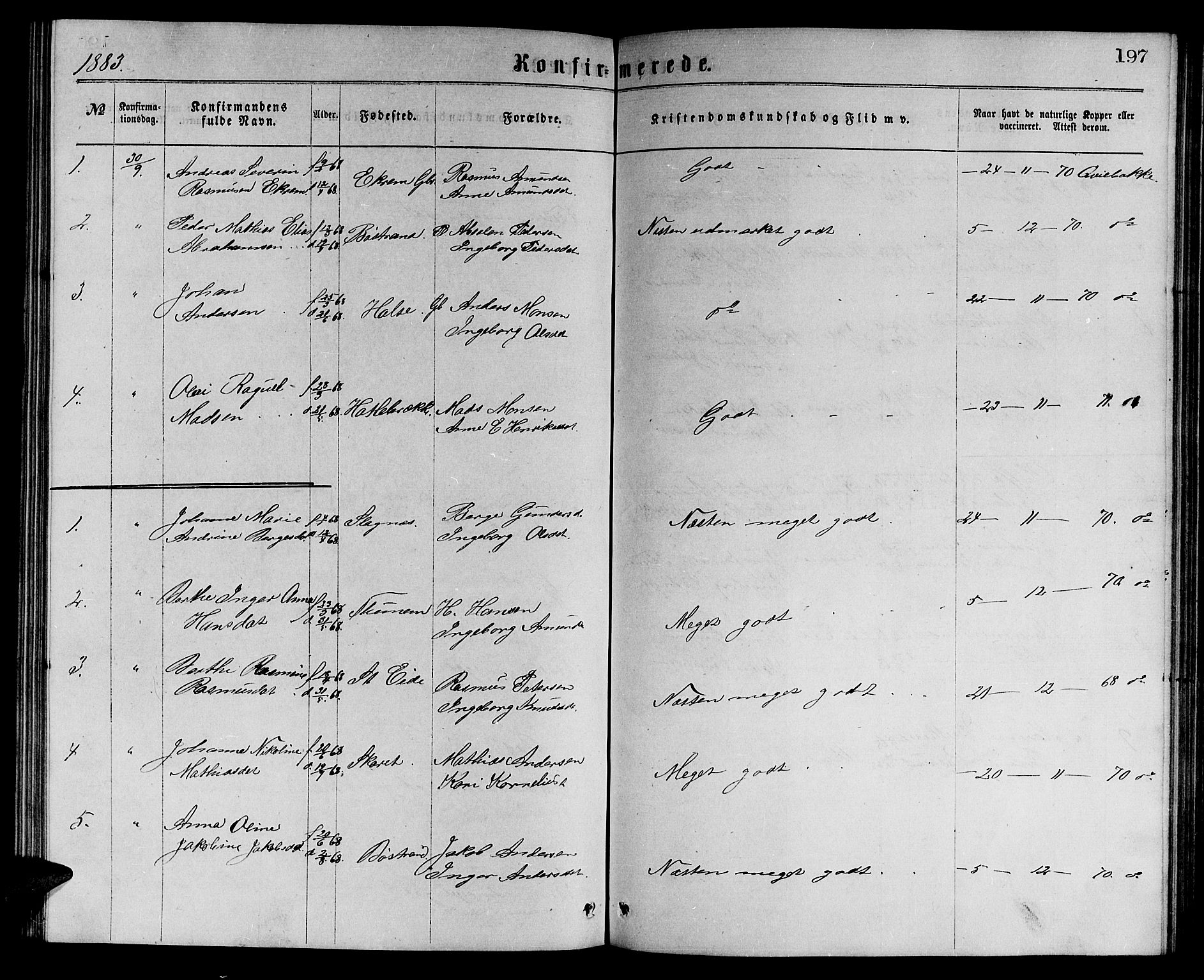 Ministerialprotokoller, klokkerbøker og fødselsregistre - Møre og Romsdal, SAT/A-1454/501/L0016: Parish register (copy) no. 501C02, 1868-1884, p. 197