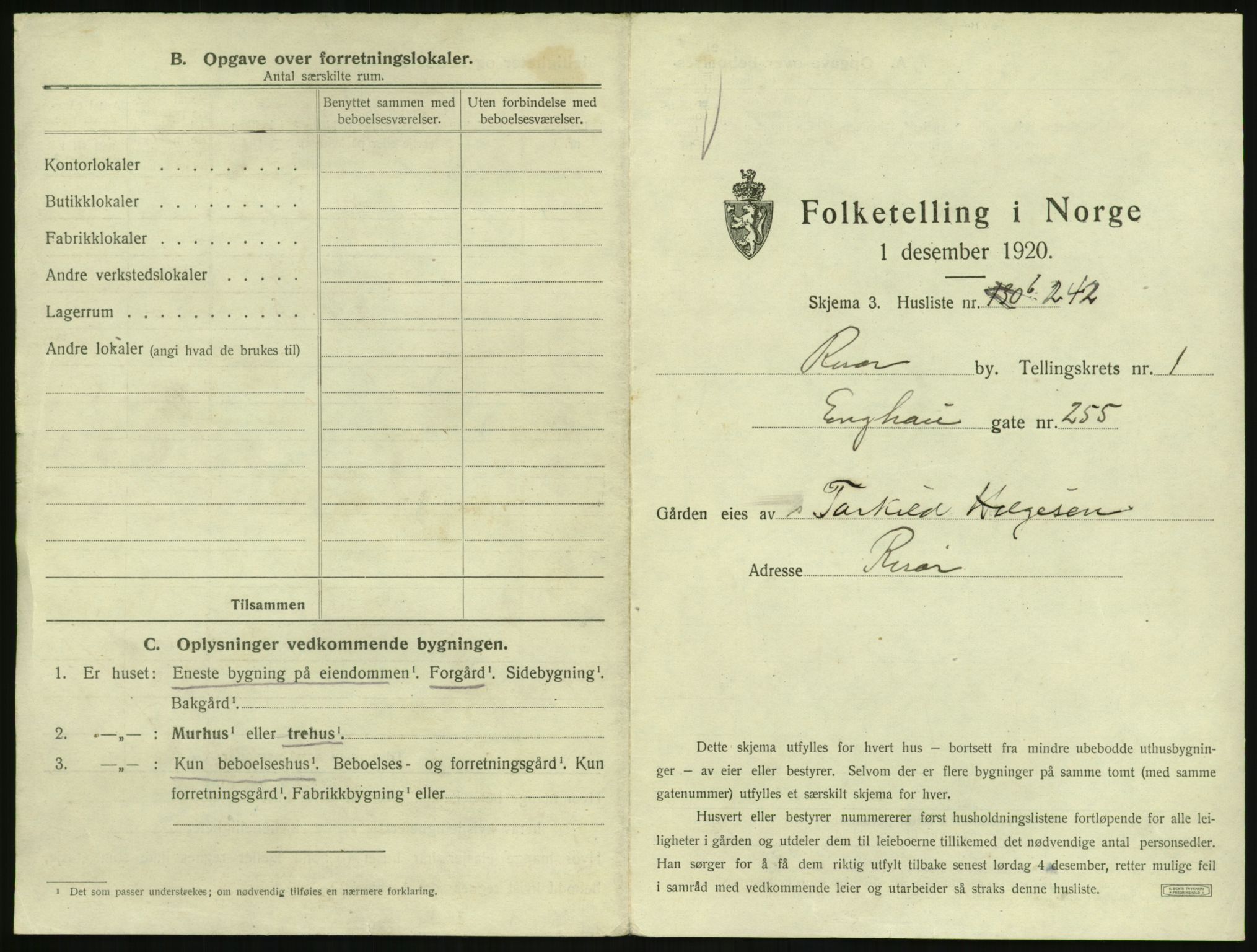 SAK, 1920 census for Risør, 1920, p. 511