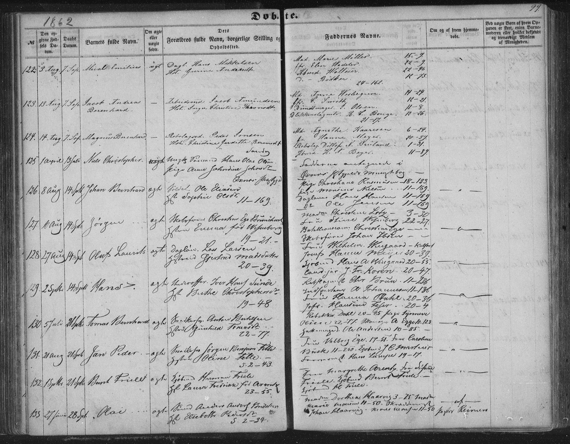 Korskirken sokneprestembete, SAB/A-76101/H/Haa/L0018: Parish register (official) no. B 4, 1857-1866, p. 99